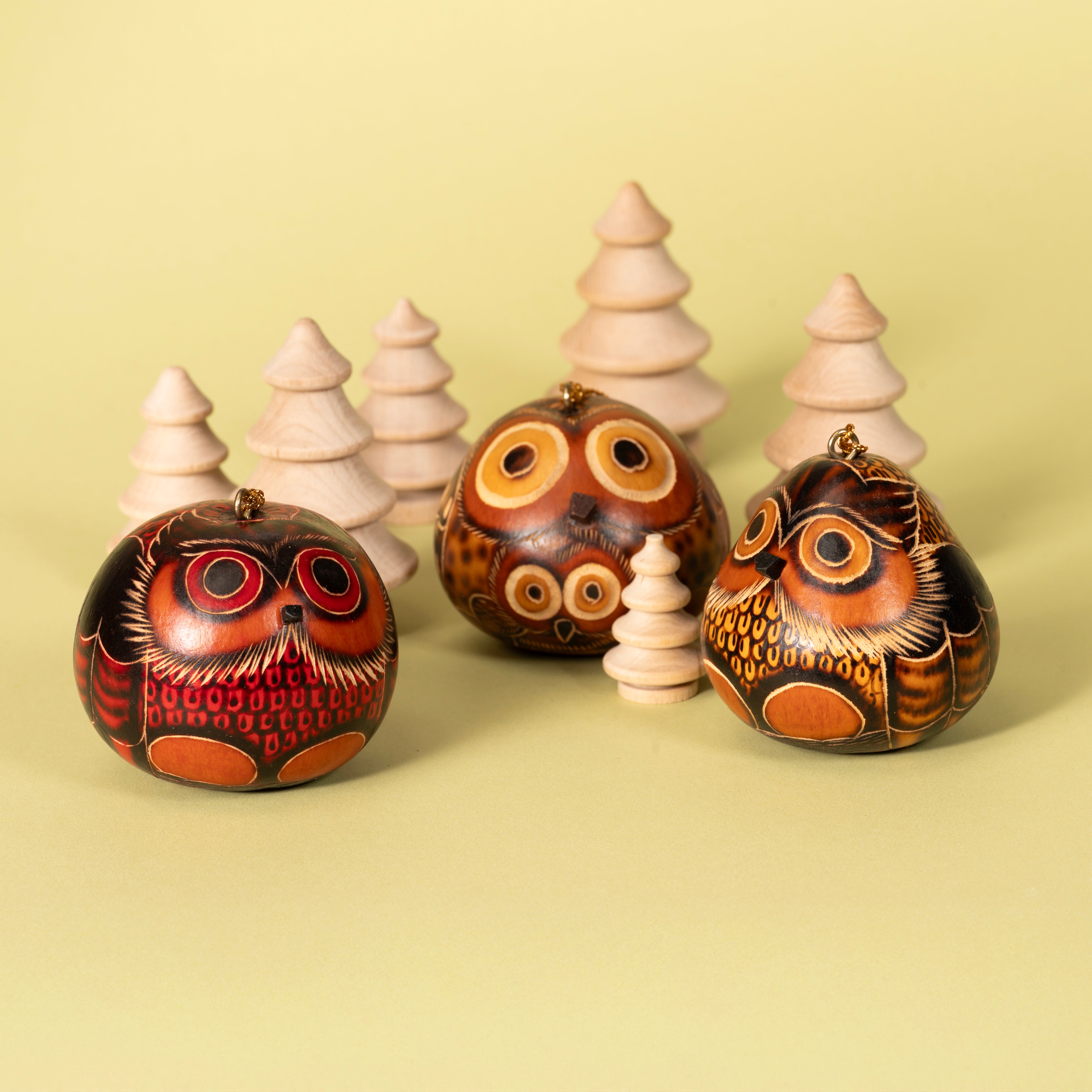 Owls Mini Mix- Gourd Ornament (Sold in 20's)