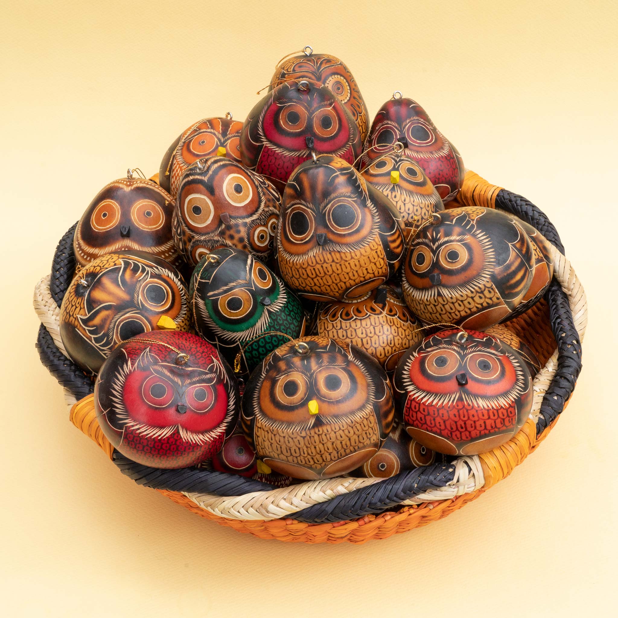 Owls Mix - Gourd Ornament (sold in 20s)
