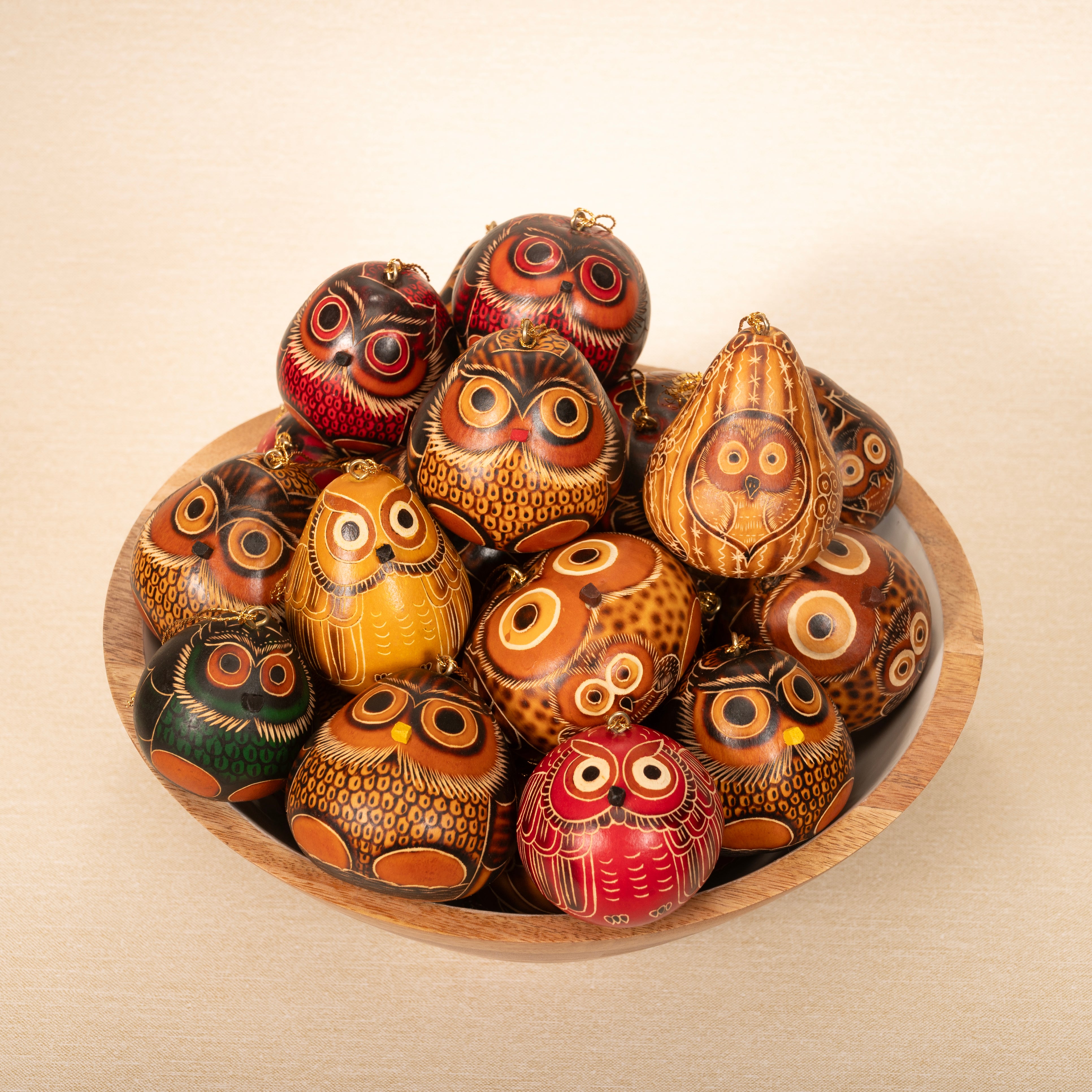 Owls Mini Mix- Gourd Ornament (Sold in 20's)