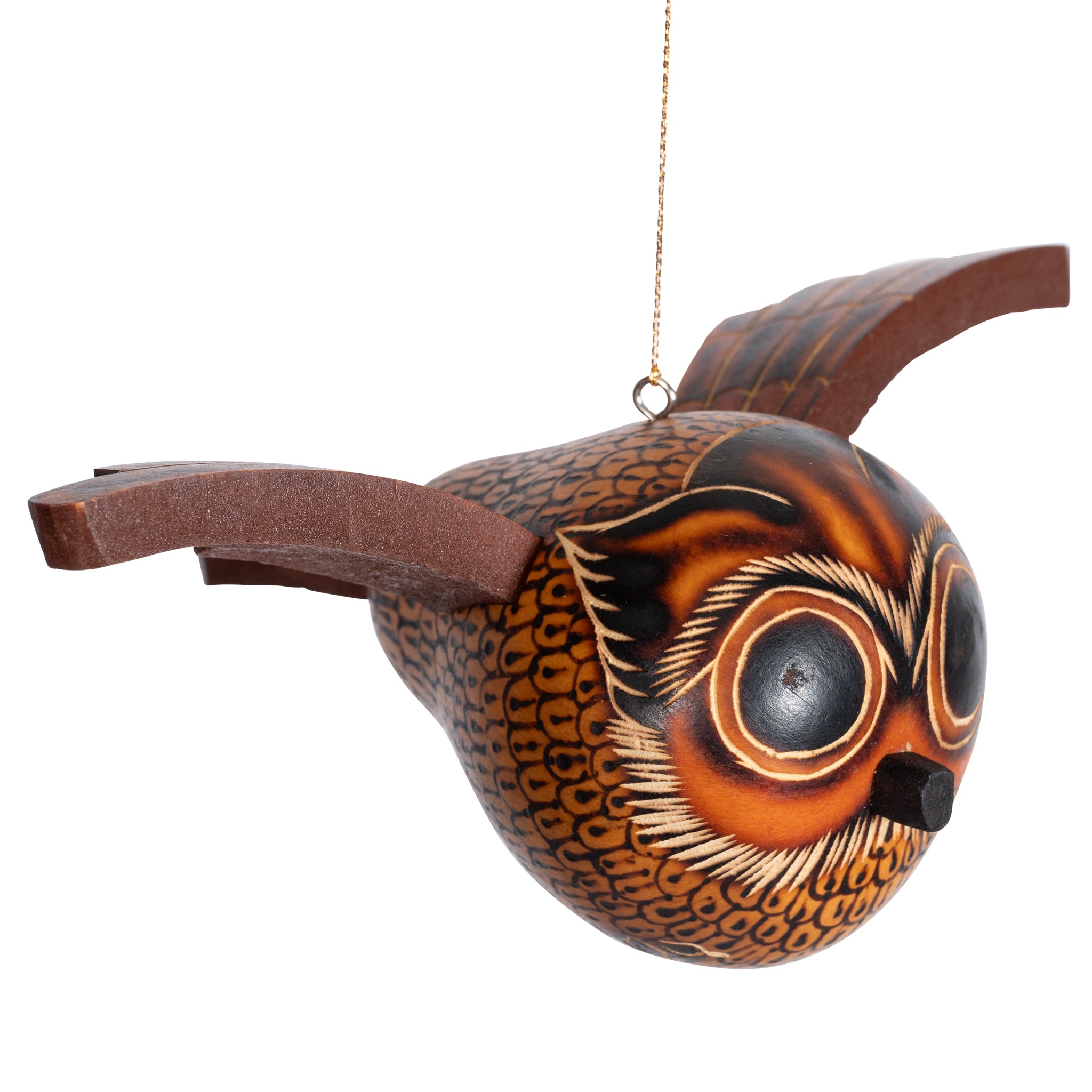 Flying Owl - Gourd Ornament (Sold in 3's)