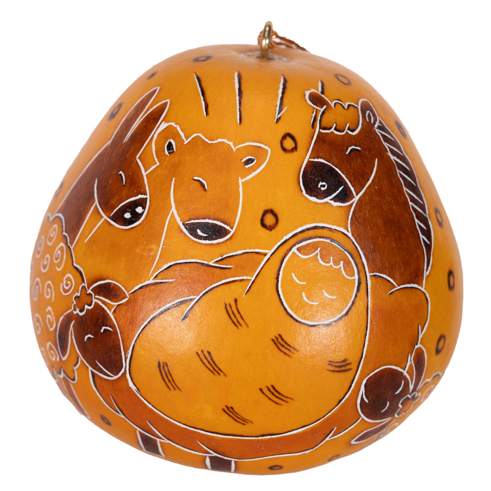Adoring Baby Jesus - Gourd Ornament