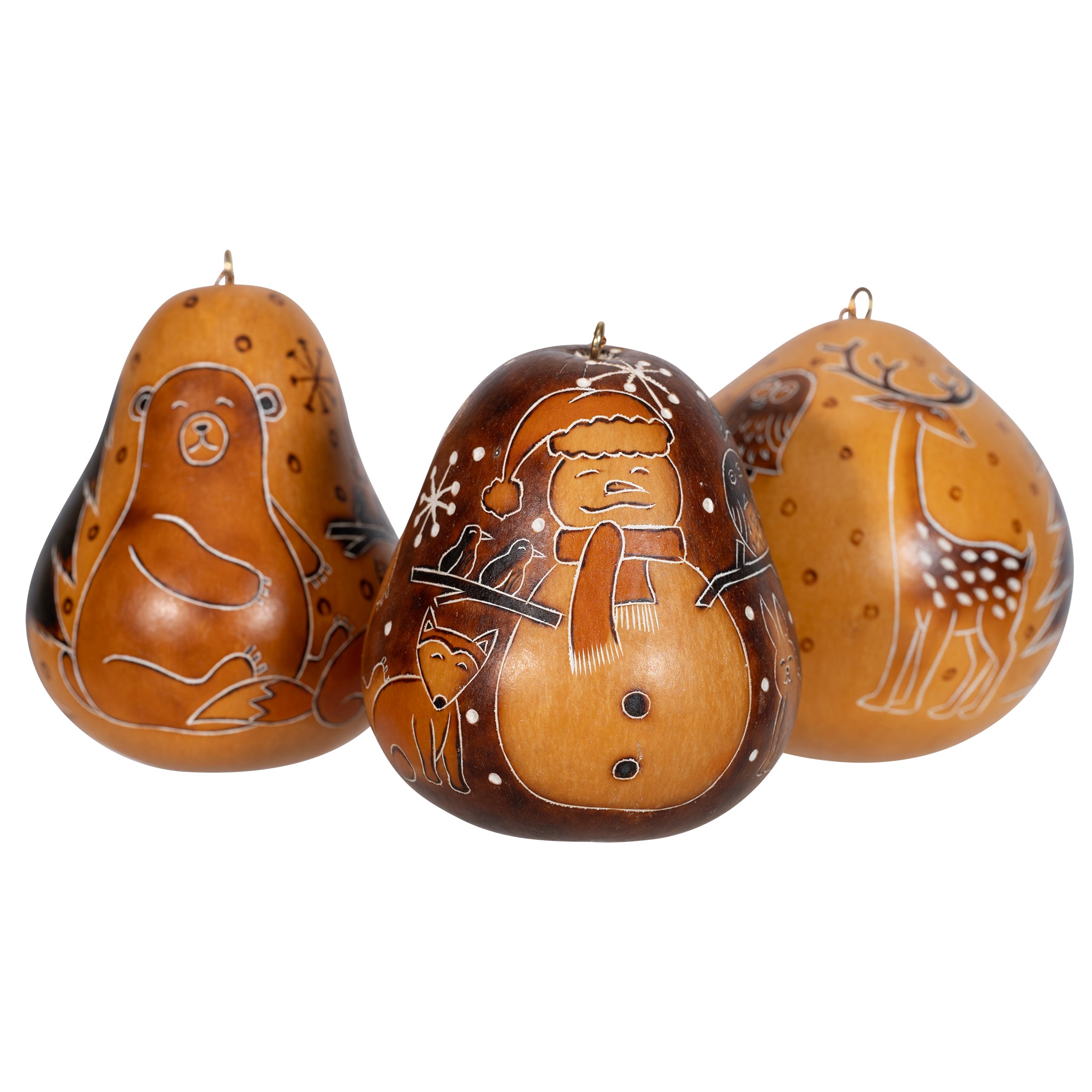 Snowman in the Woods - Gourd Ornament