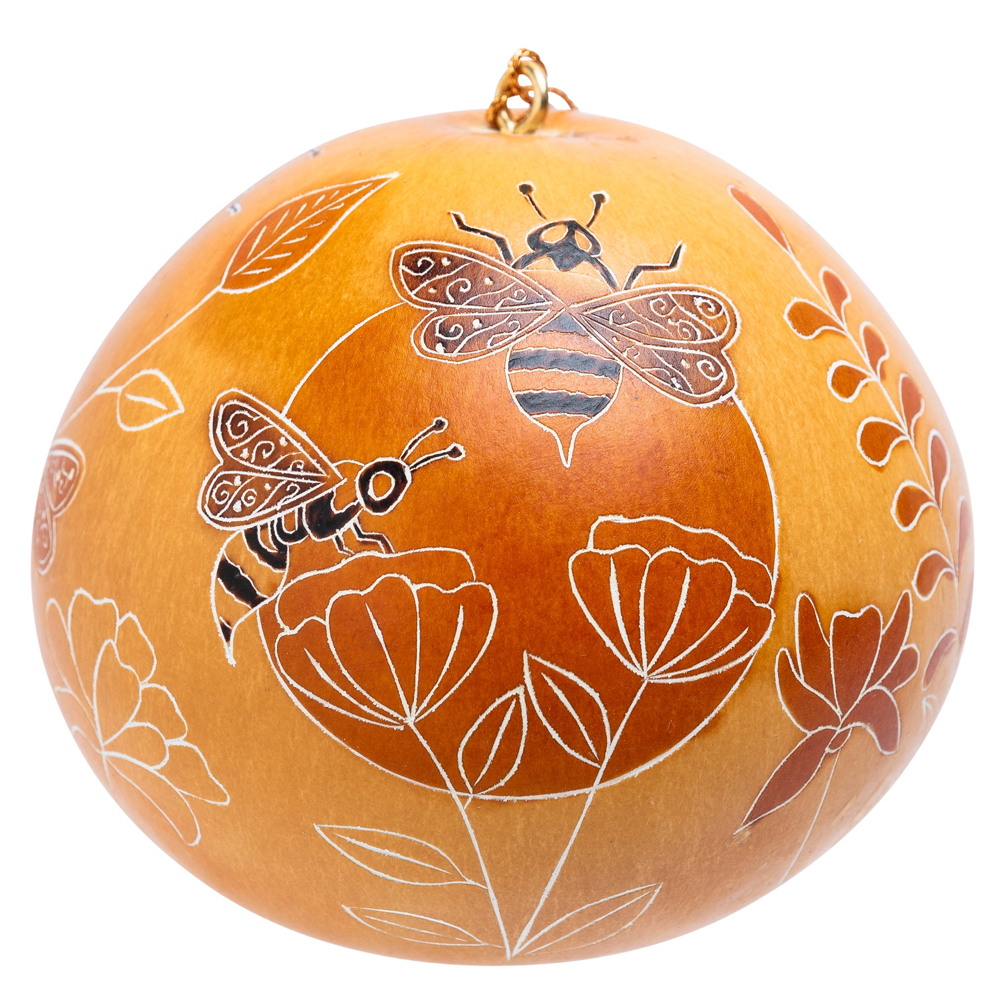Bees & Wild Flowers - Gourd Ornament