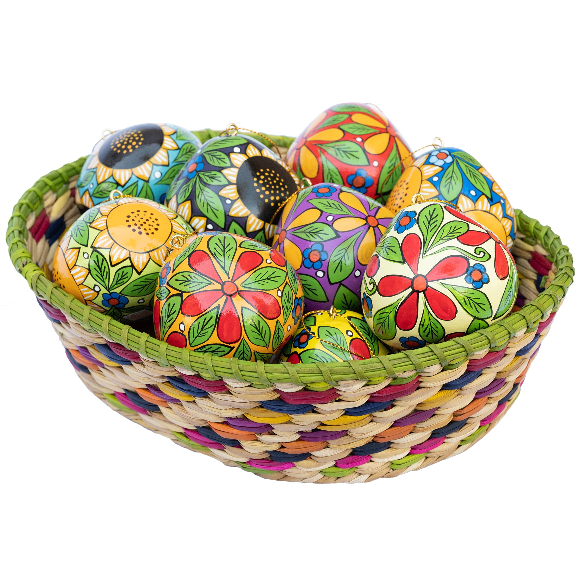 Flowers - Painted Gourd Ornament