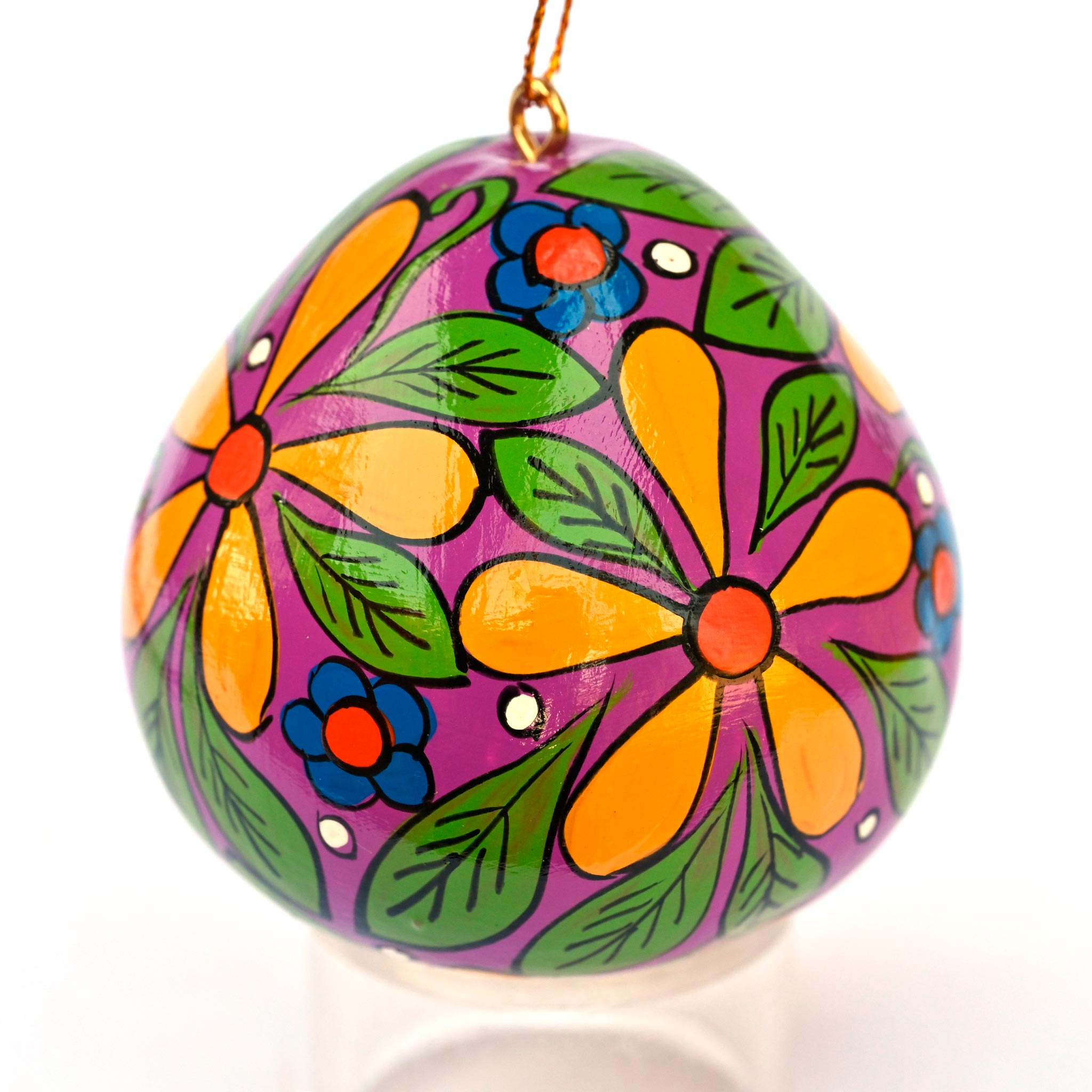 Flowers - Painted Gourd Ornament