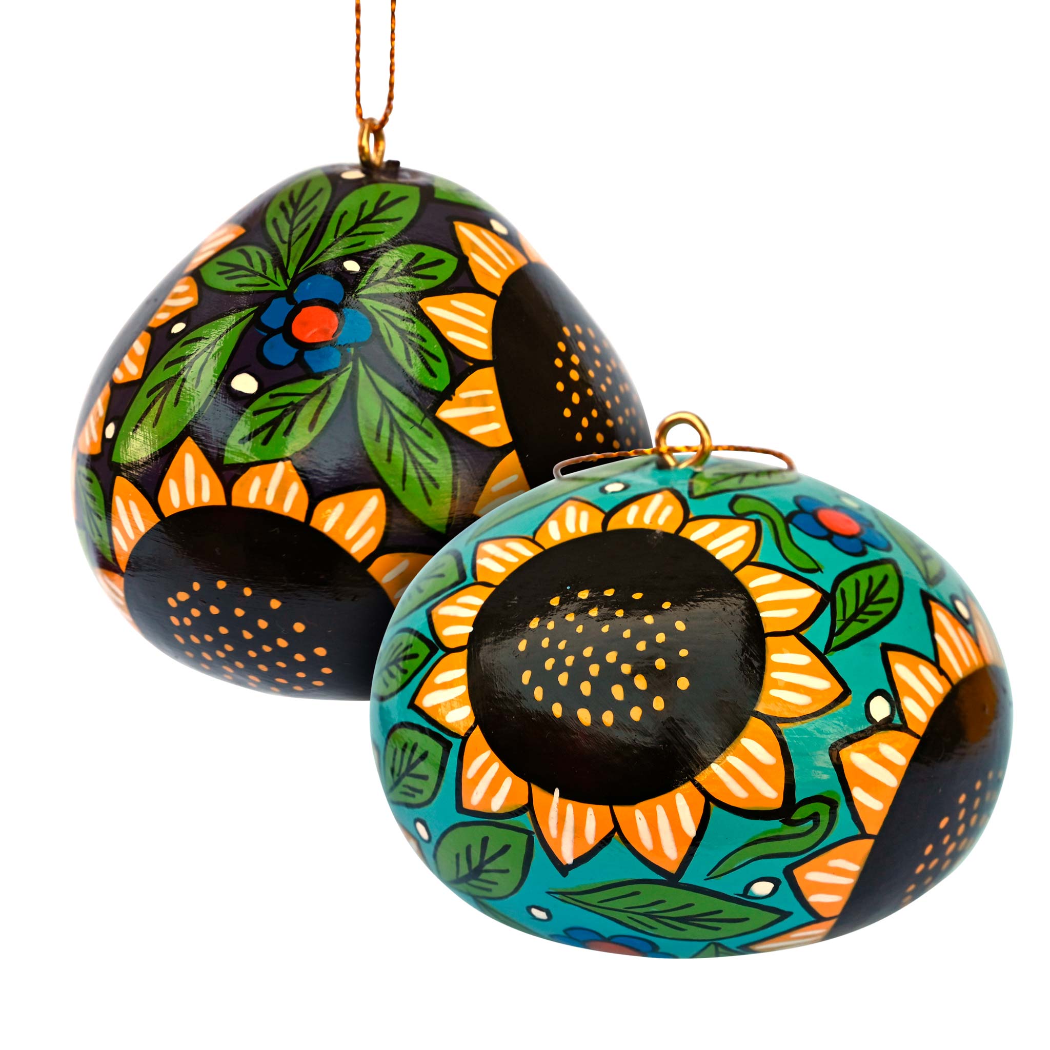 Sunflowers - Painted Gourd Ornament (sold as 6's)