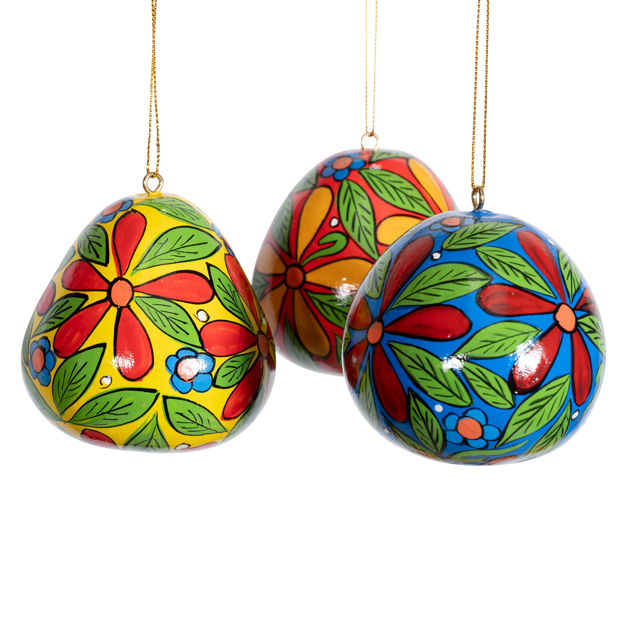 Flowers - Painted Gourd Ornament