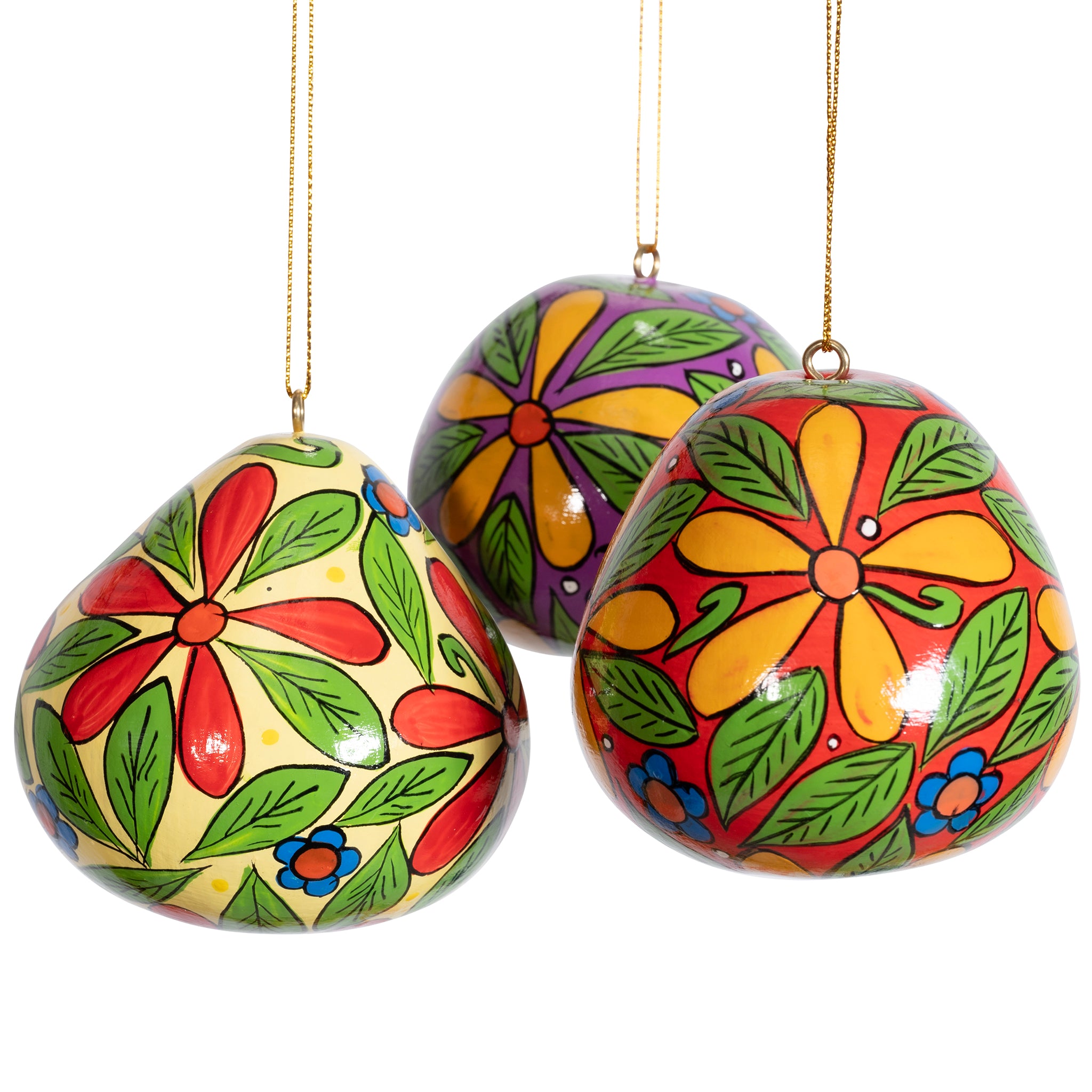 Flowers - Painted Gourd Ornament