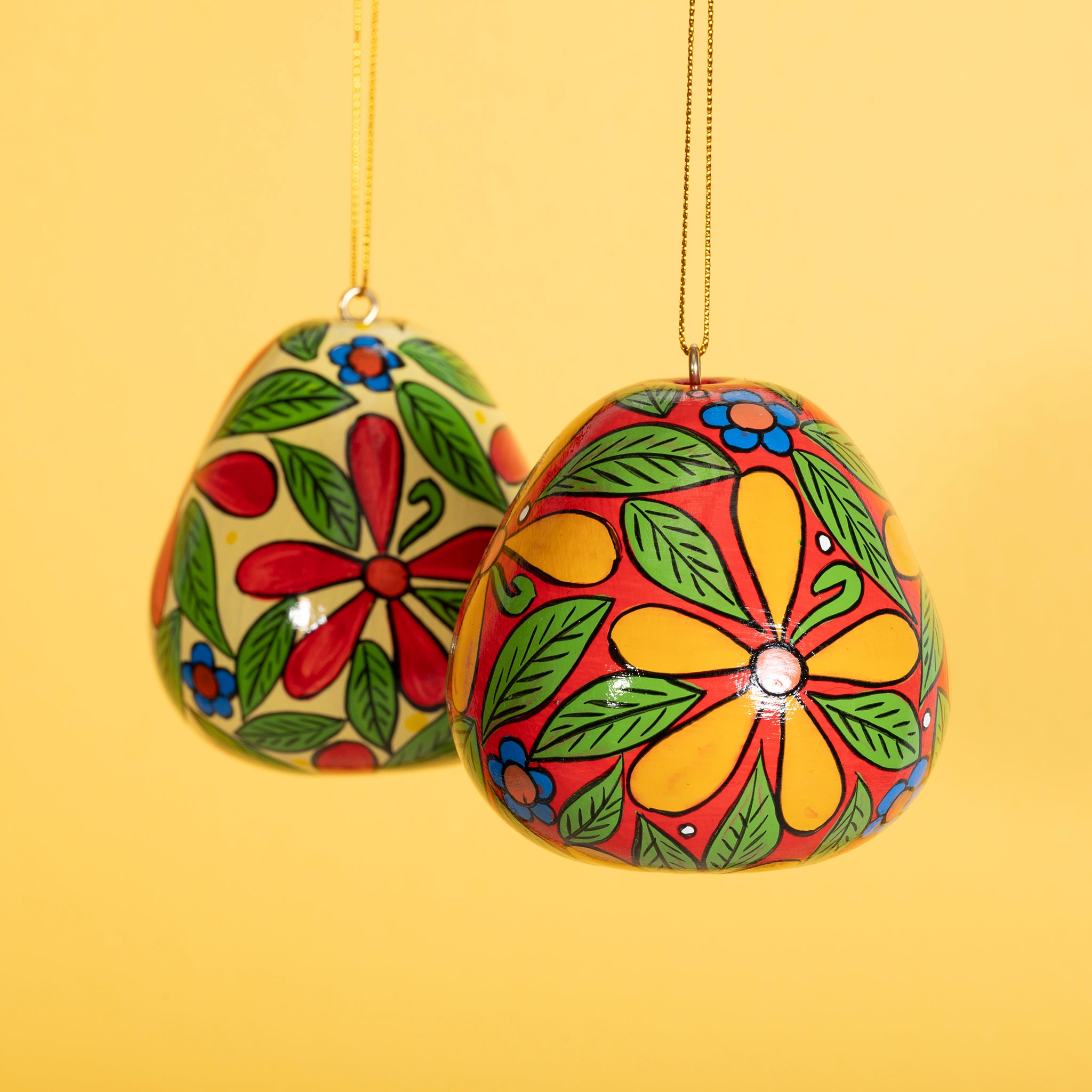 Flowers - Painted Gourd Ornament (sold as 6's)