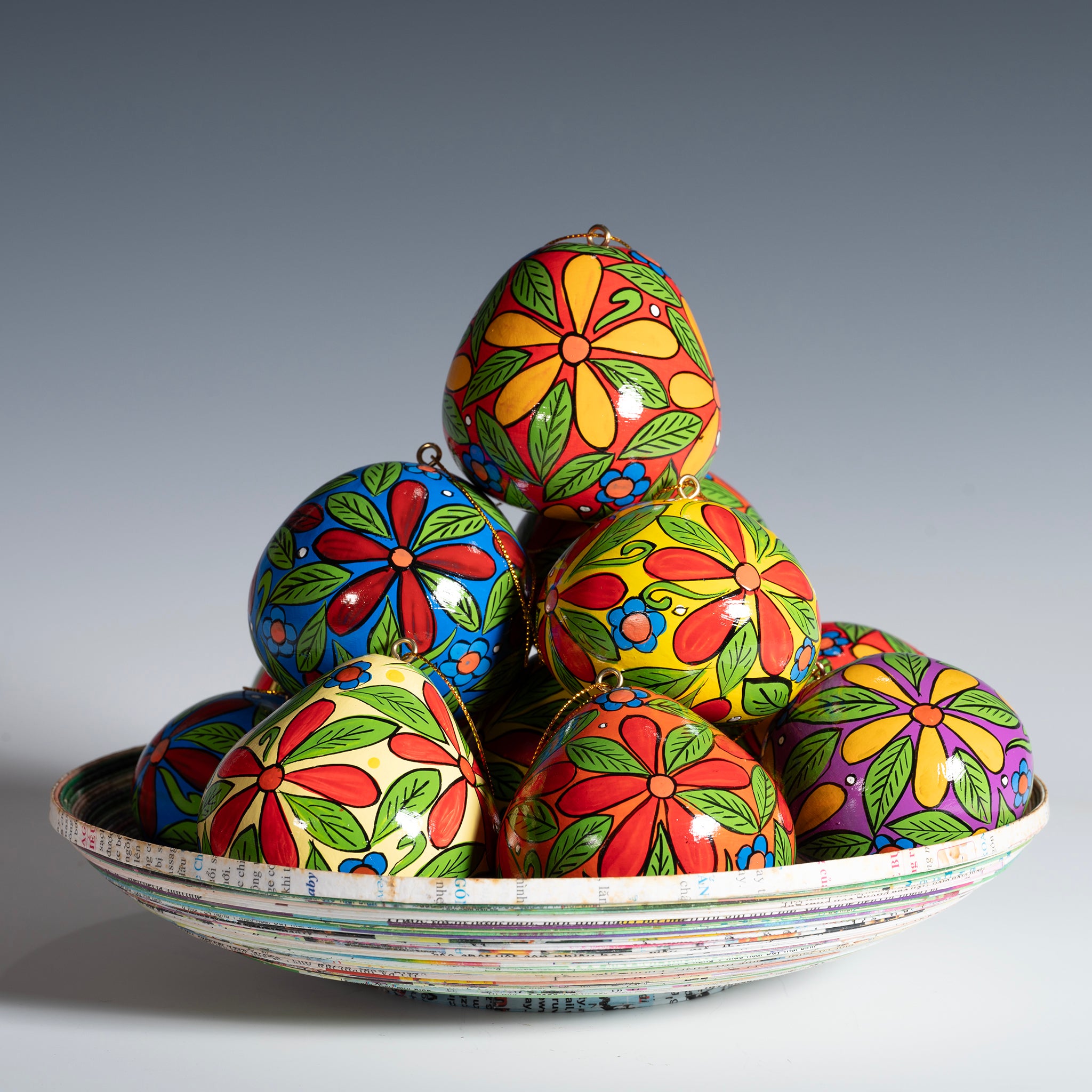 Flowers - Painted Gourd Ornament