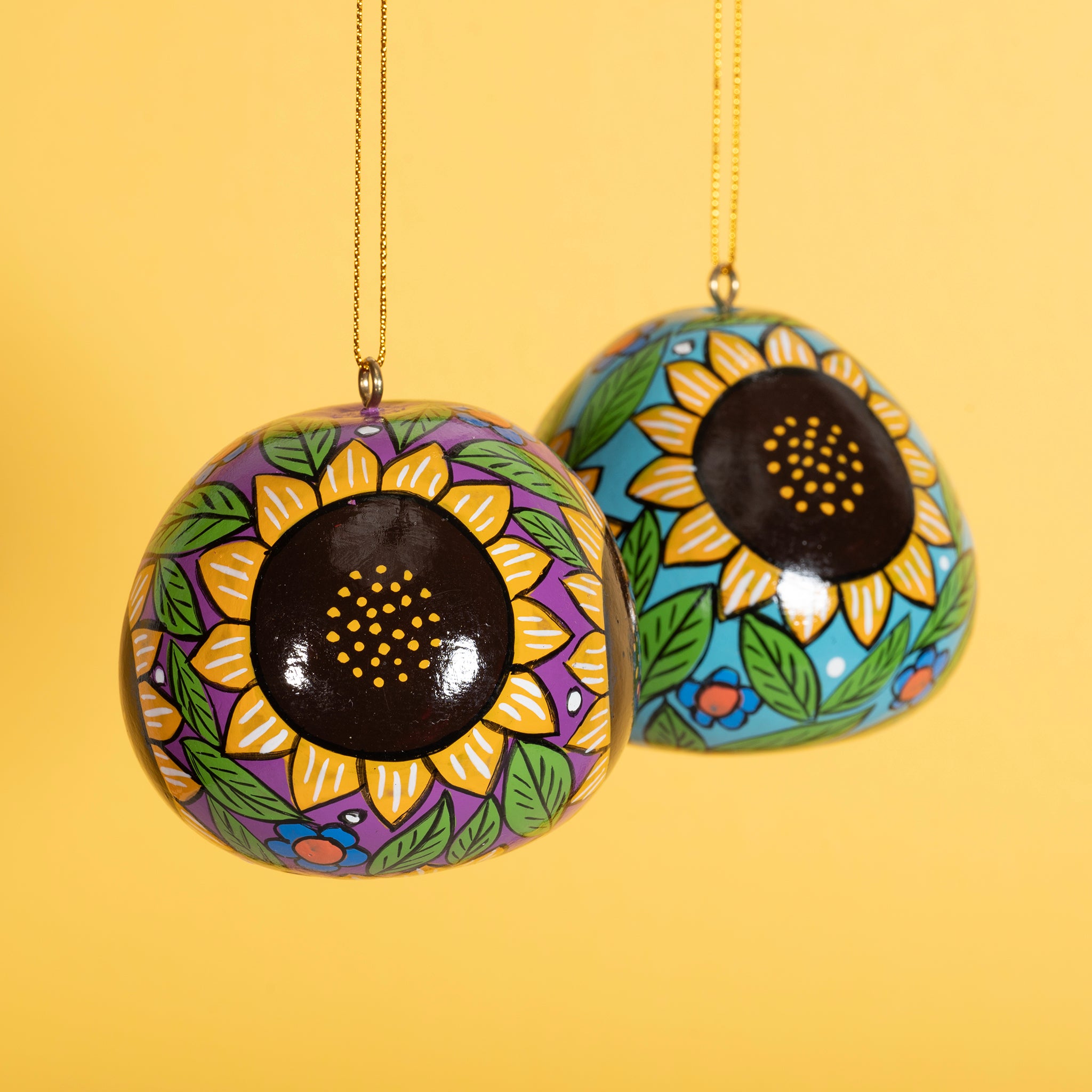 Sunflowers - Painted Gourd Ornament