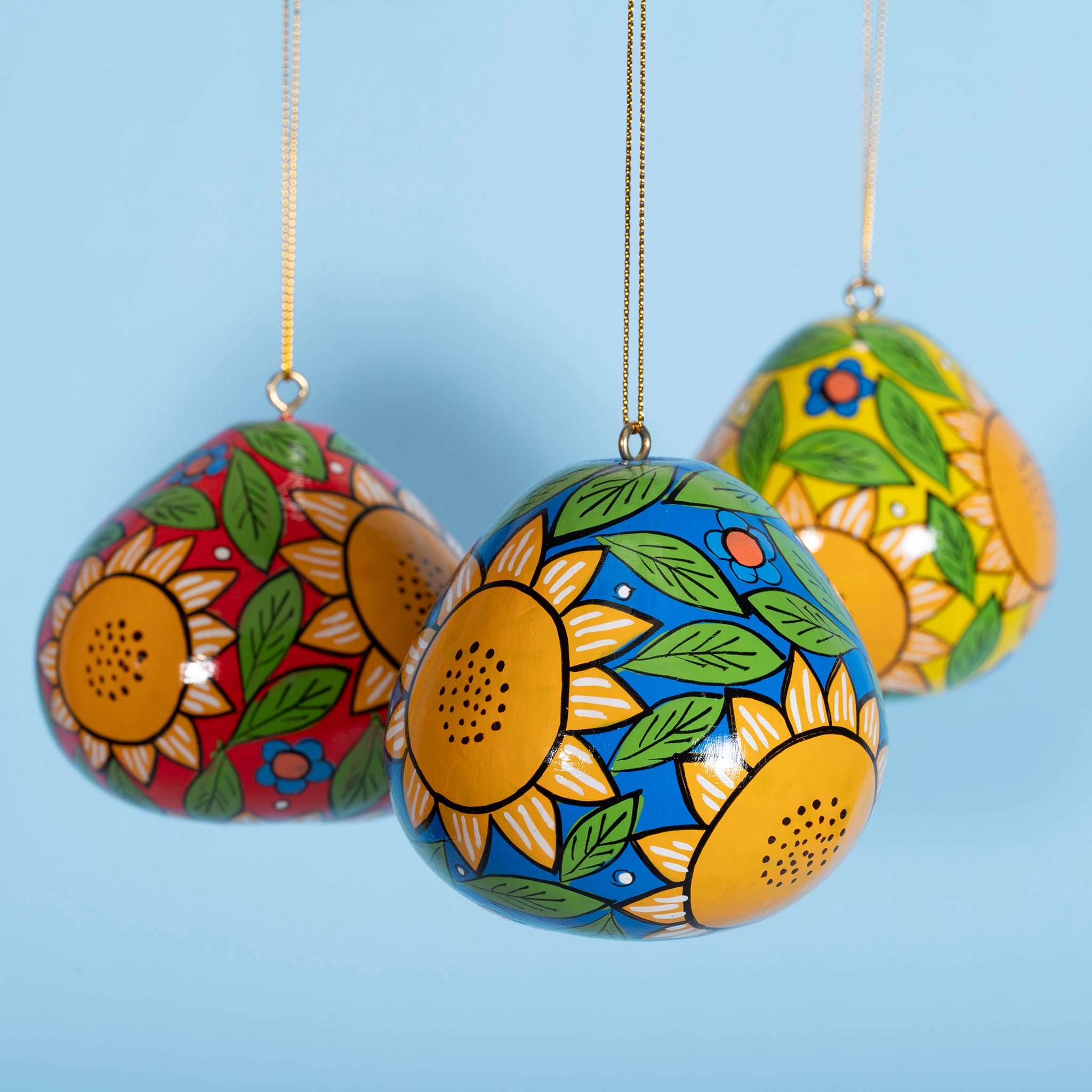 Sunflowers - Painted Gourd Ornament (sold as 6's)