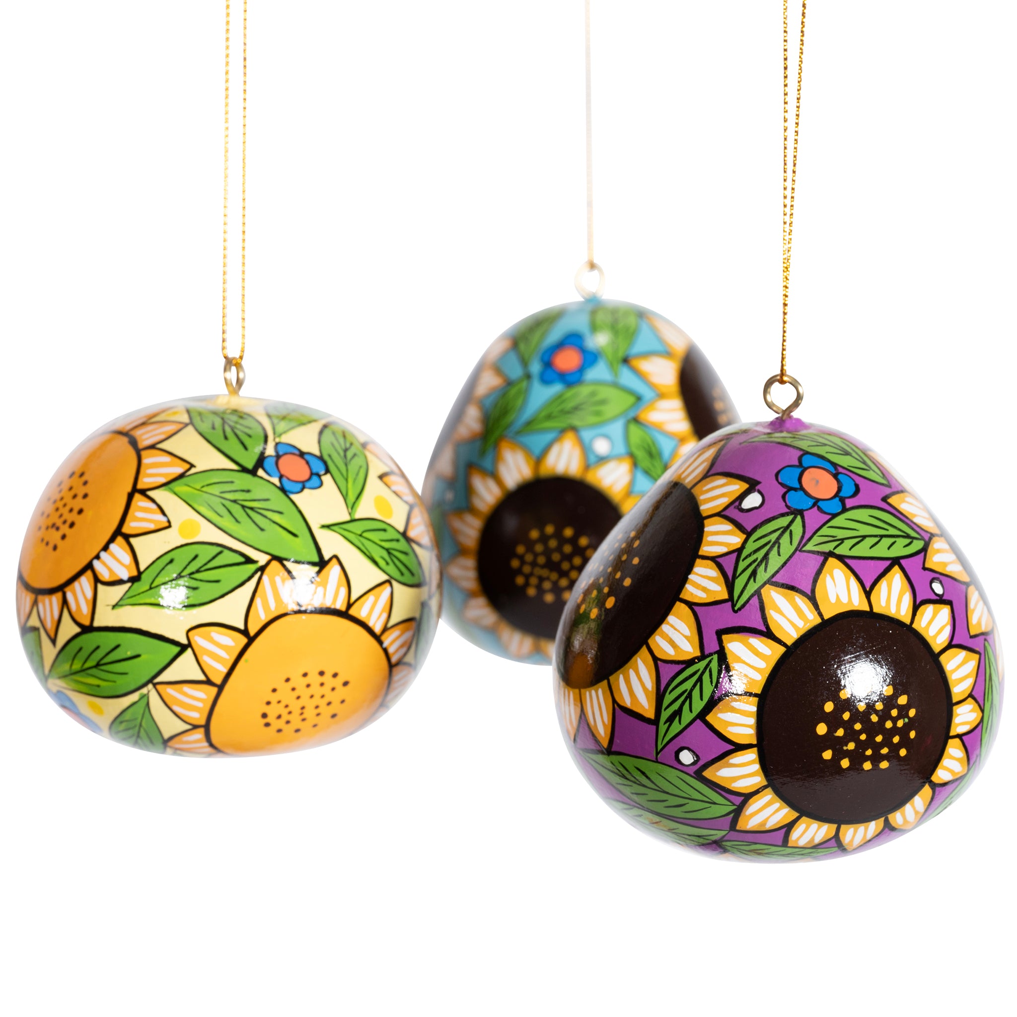 Sunflowers - Painted Gourd Ornament (sold as 6's)