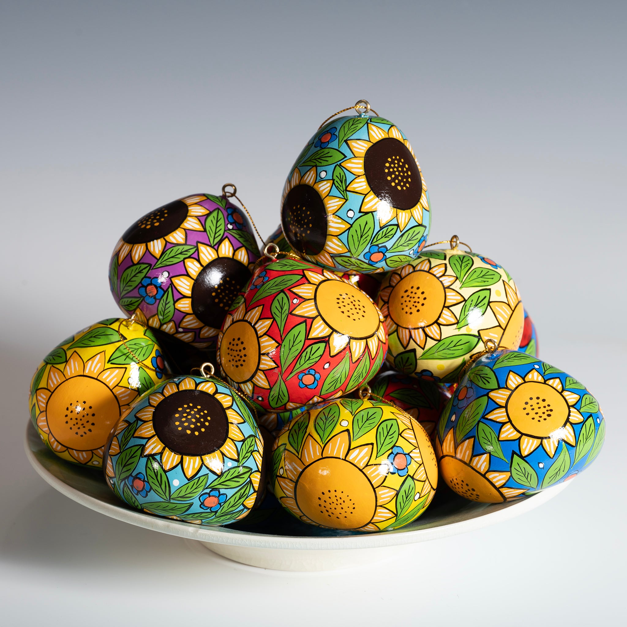 Sunflowers - Painted Gourd Ornament