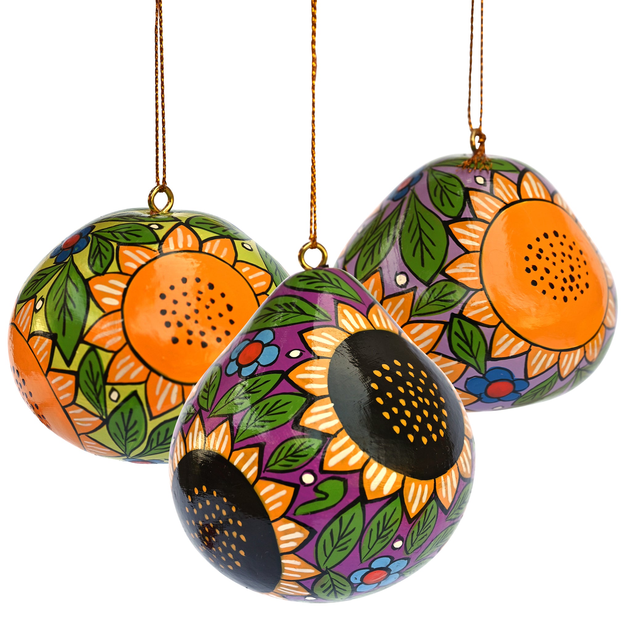 Sunflowers - Painted Gourd Ornament