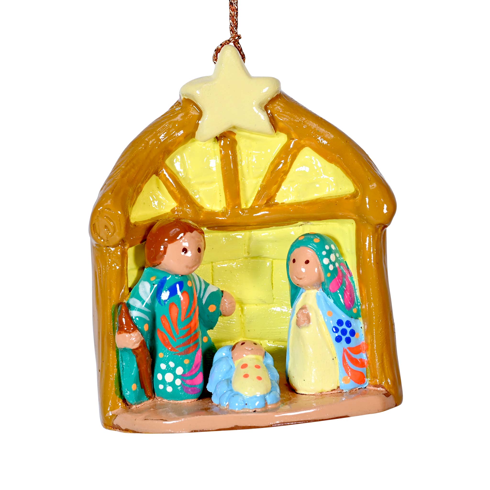 Hut Nativity Ceramic Ornament