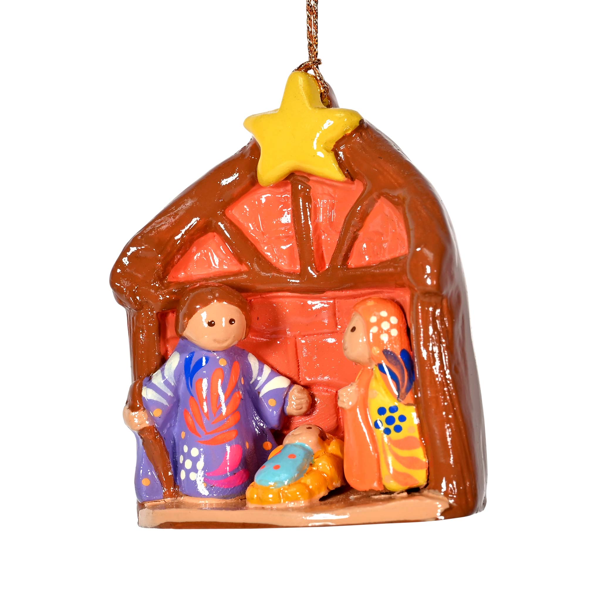 Hut Nativity Ceramic Ornament