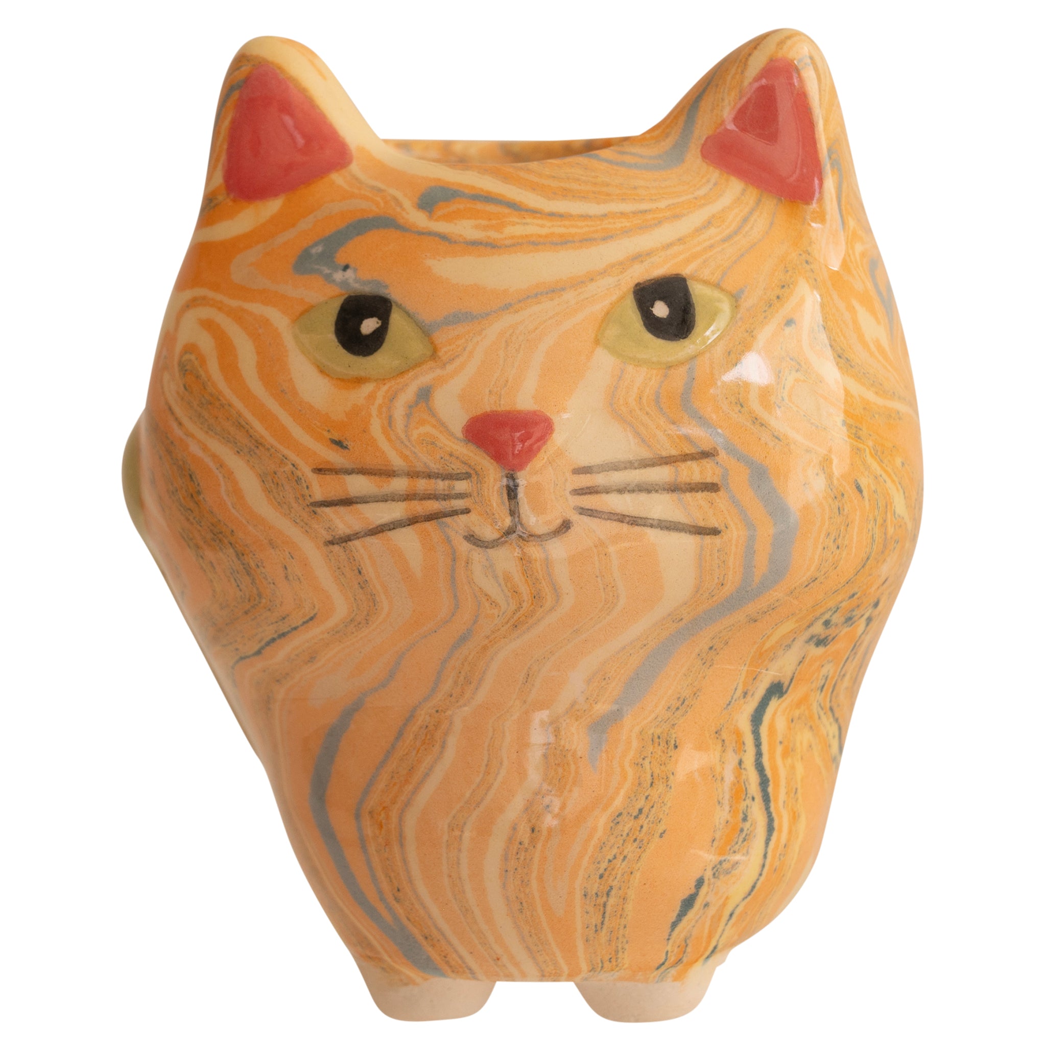 Cat - Swirly Mini Ceramic Plant Pot - Assorted