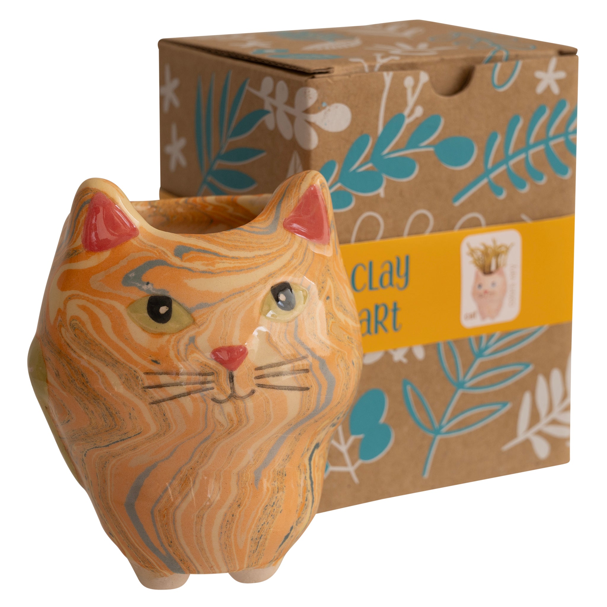 Cat - Swirly Mini Ceramic Plant Pot - Assorted