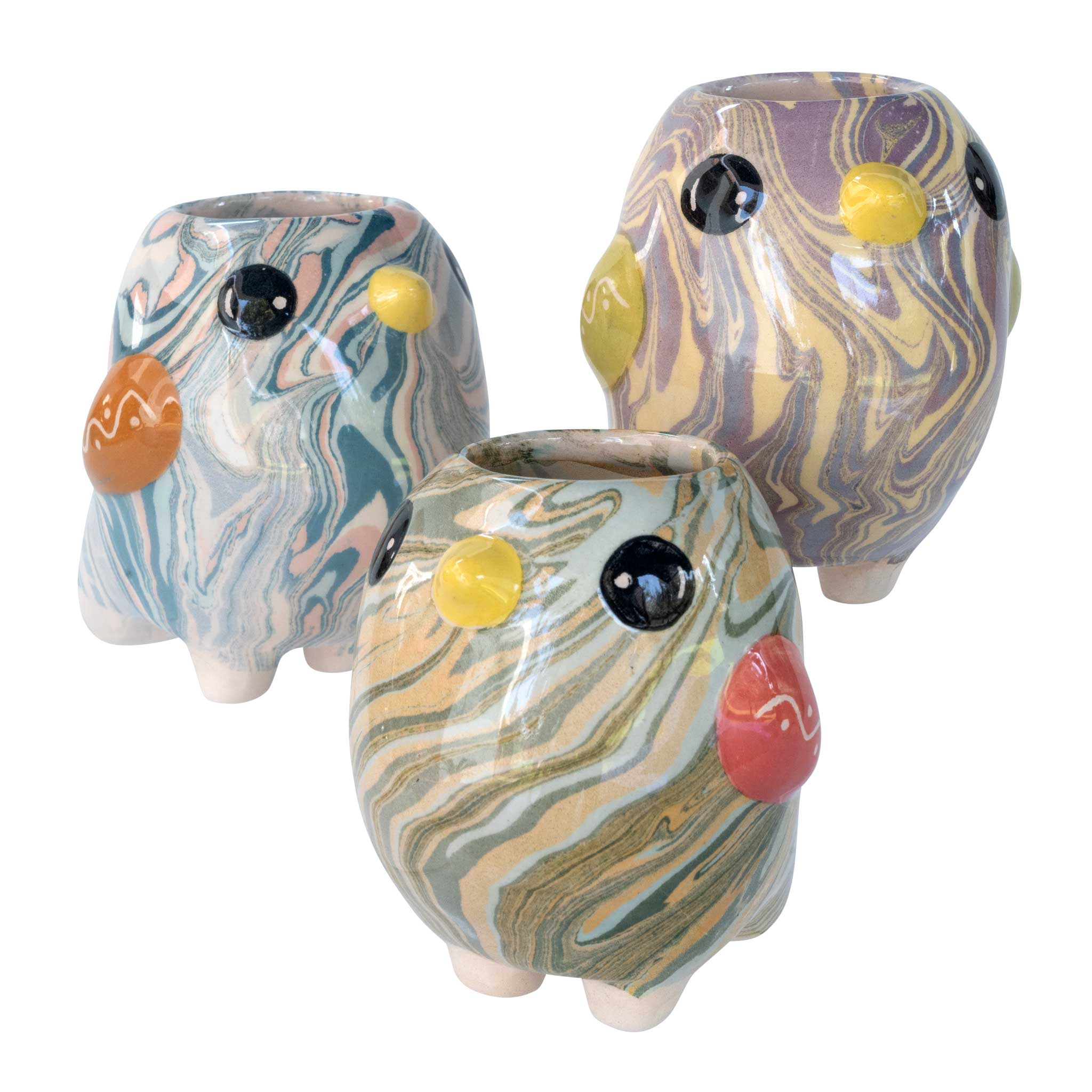 Bird Bobo - Swirly Mini Ceramic Plant Pot - Assorted