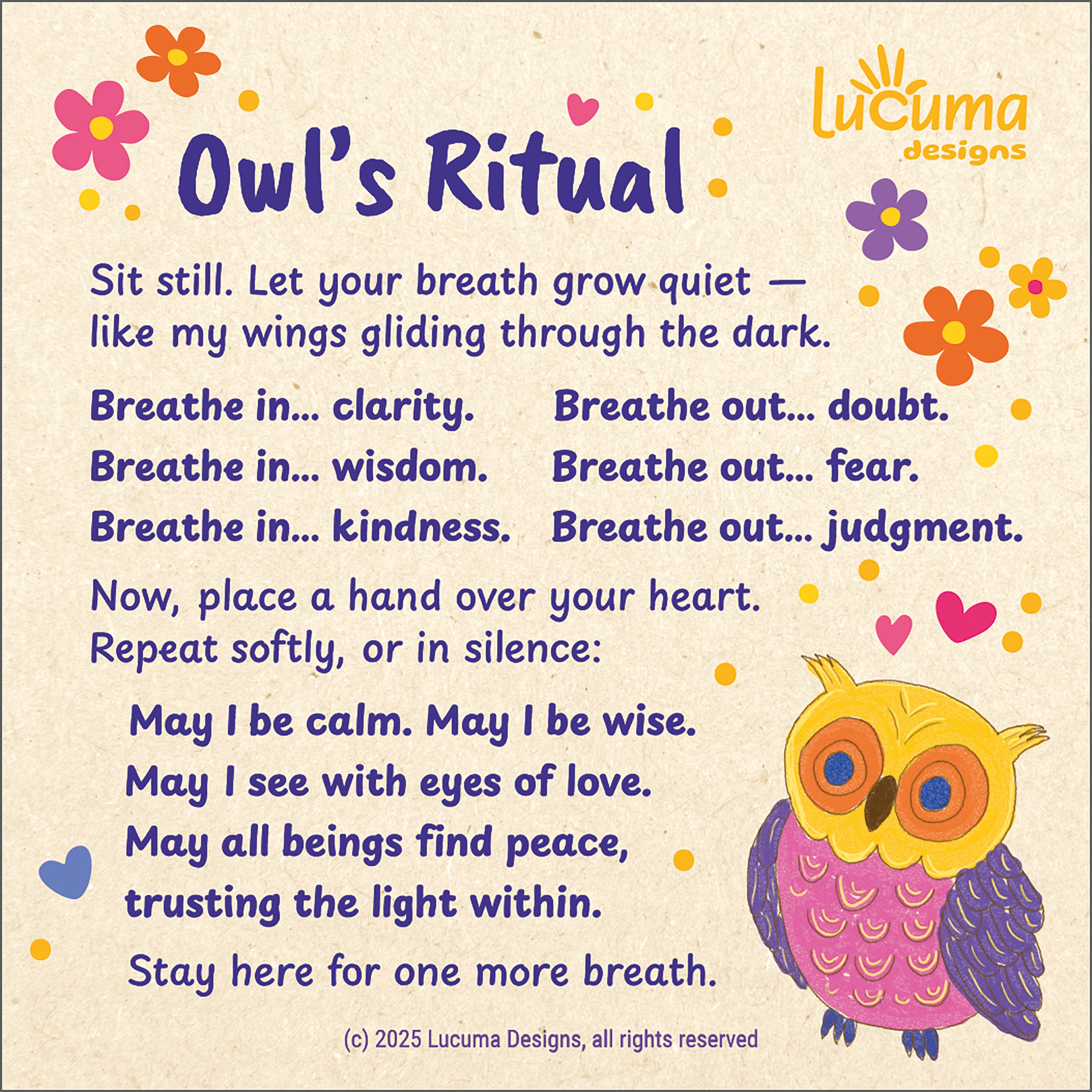 Mindful Owl Card - (sold in 50's)