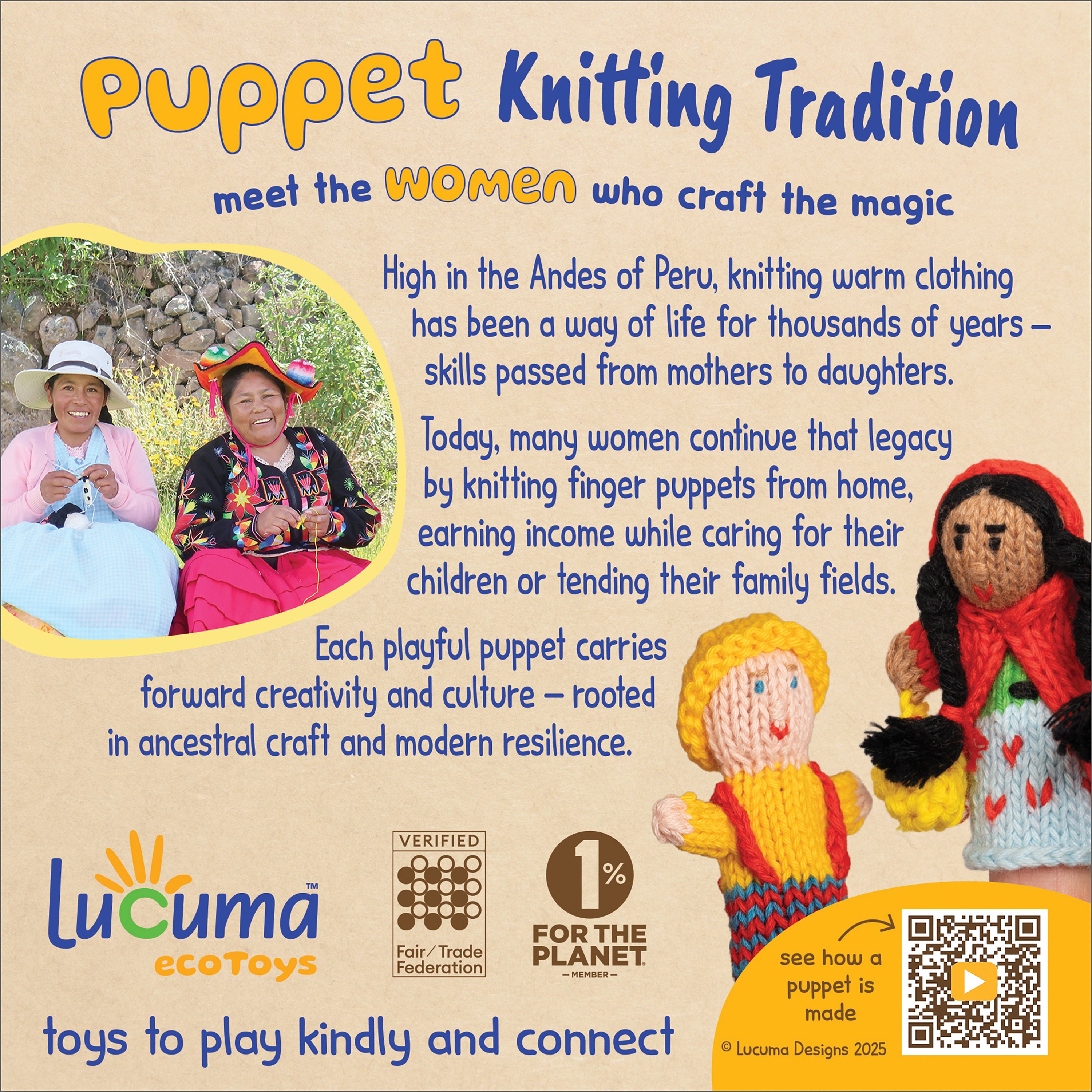 Benefits & Knit Tradition - Finger Puppet Store Sign 6" x 6"