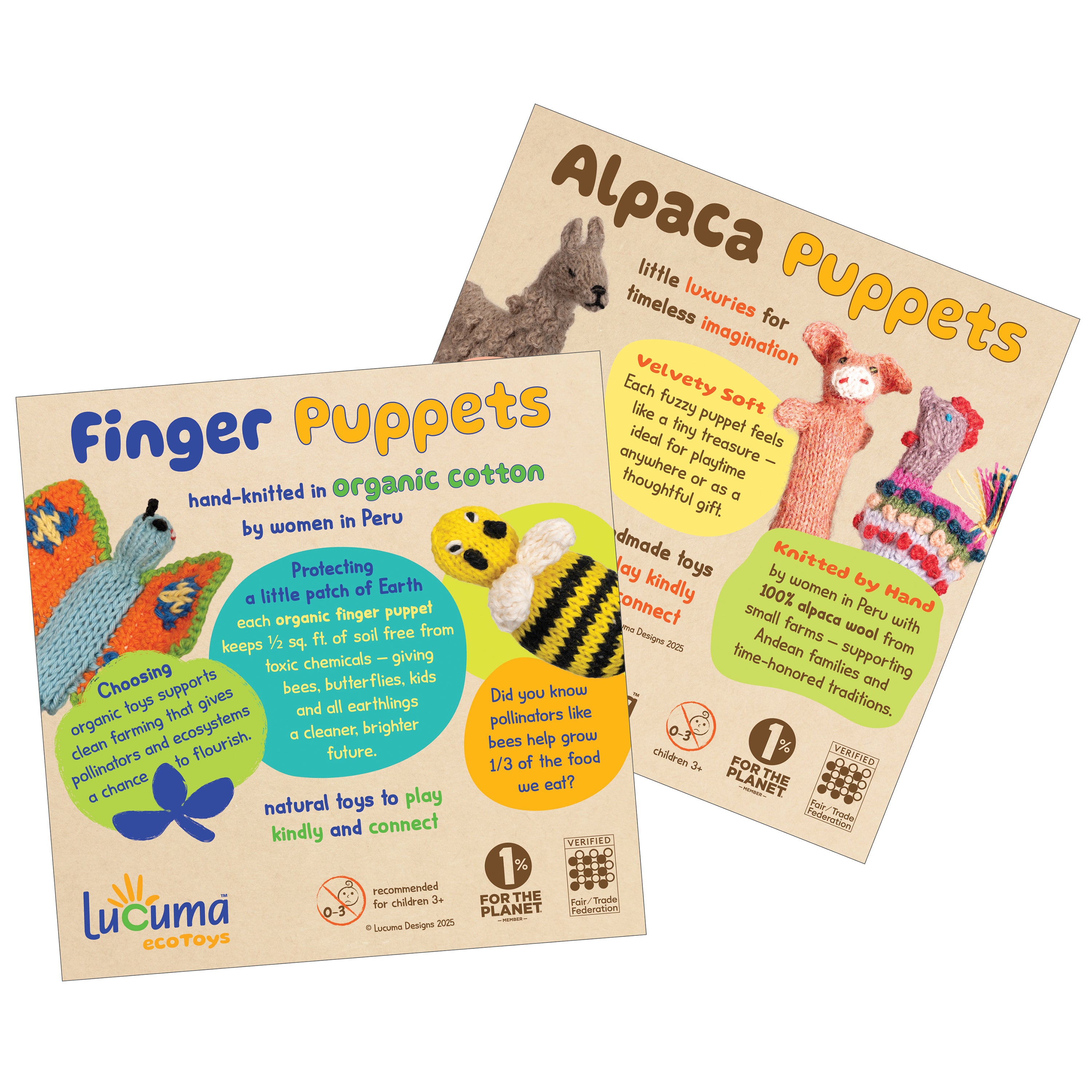 Organic Cotton & Alpaca Wool Puppet Sign 6" x 6"