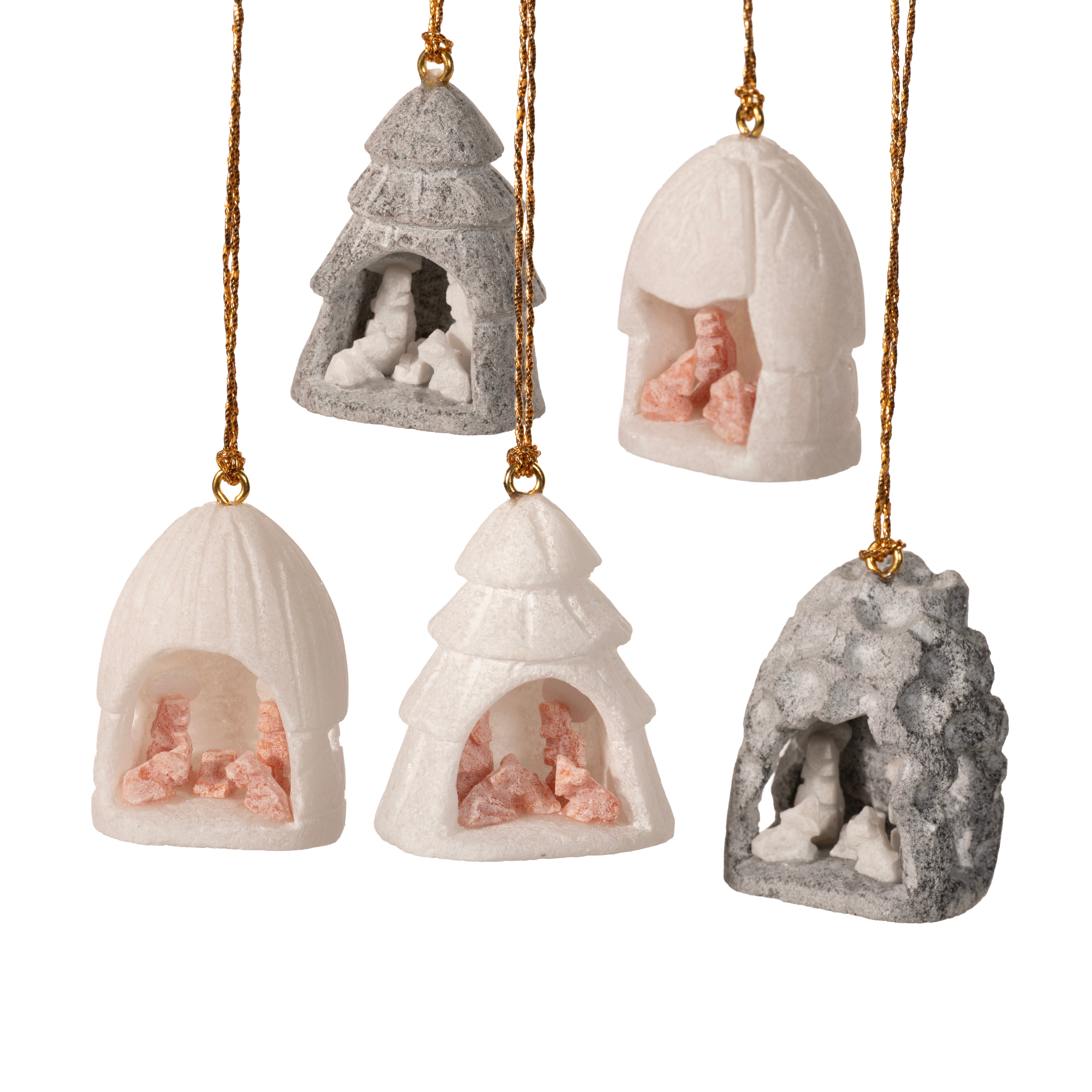 Mini Nativity Alabaster Carved Ornament, 1.25"