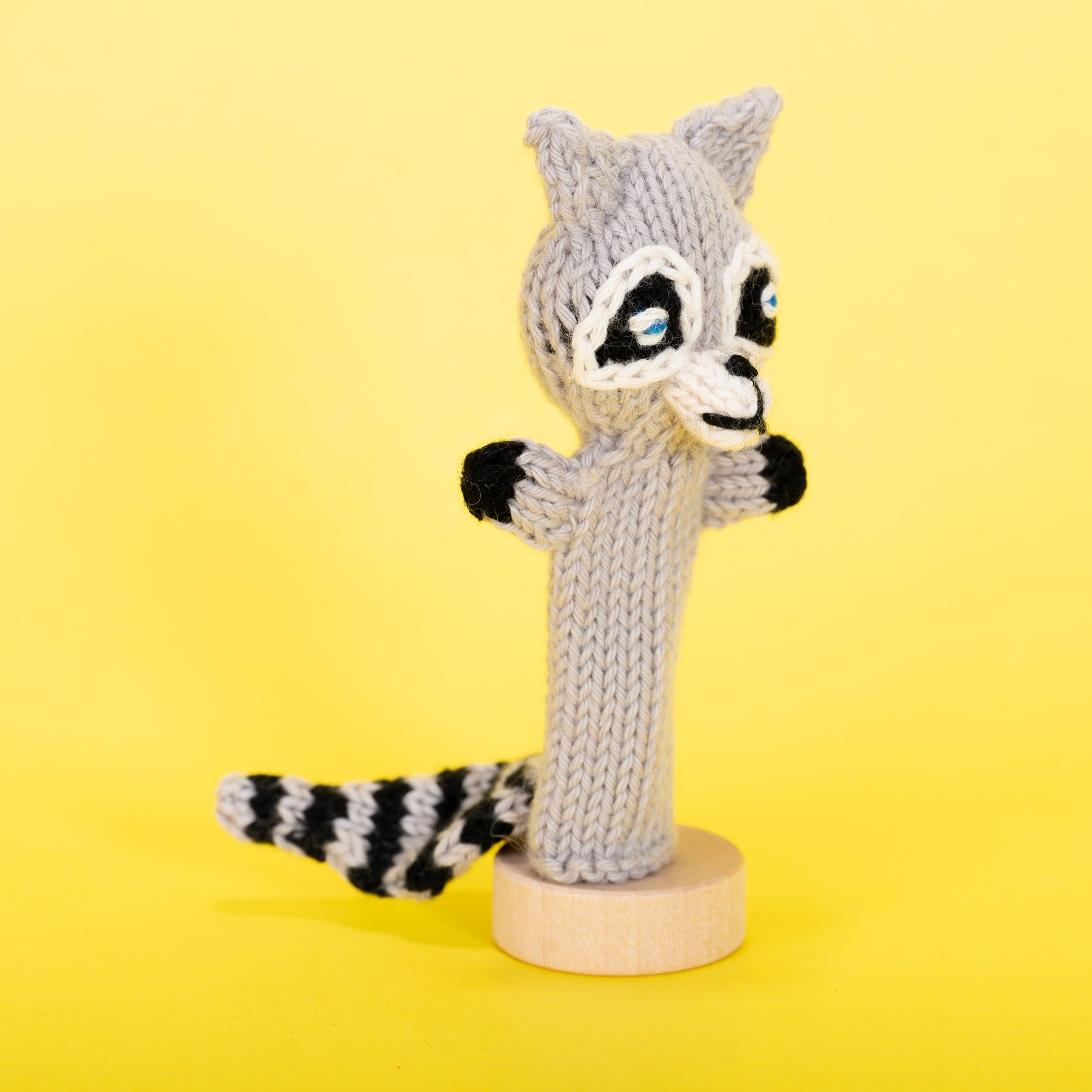 Raccoon - Bright Organic Cotton Finger Puppet