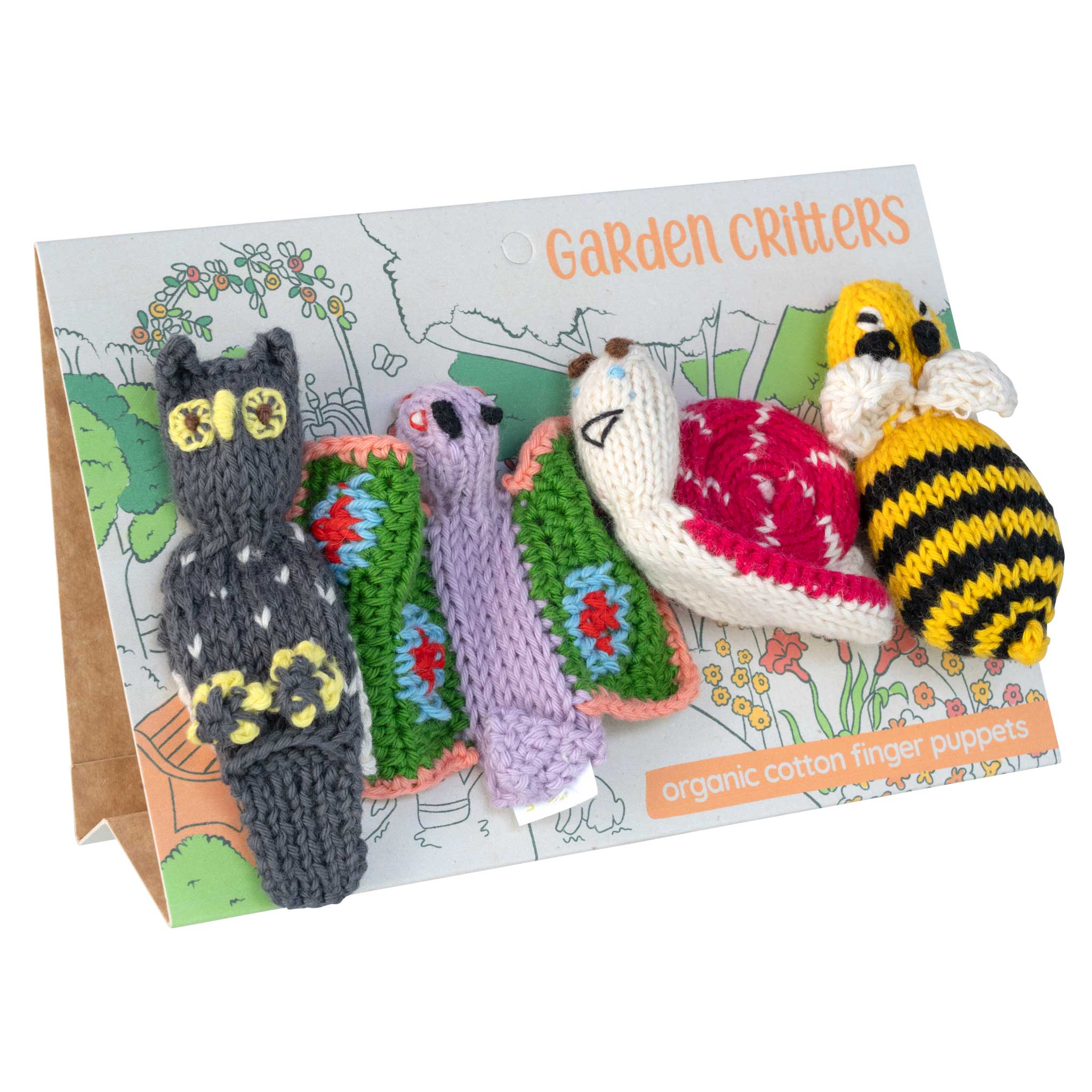 Garden Story Pack of 4 - Organic Cotton Finger Puppets