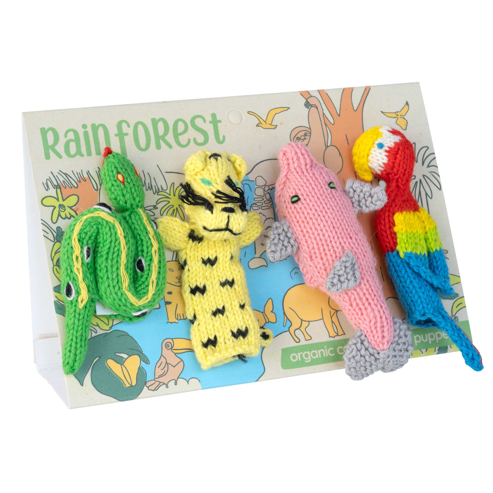 Rainforest Story Pack of 4 - Organic Cotton Finger Puppets