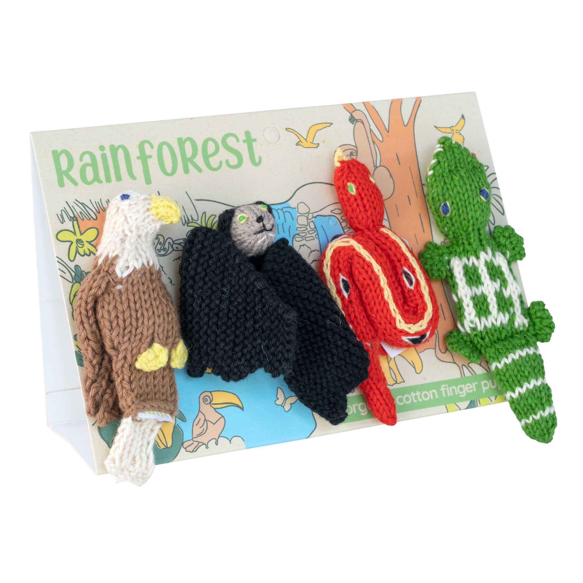 Rainforest Story Pack of 4 - Organic Cotton Finger Puppets