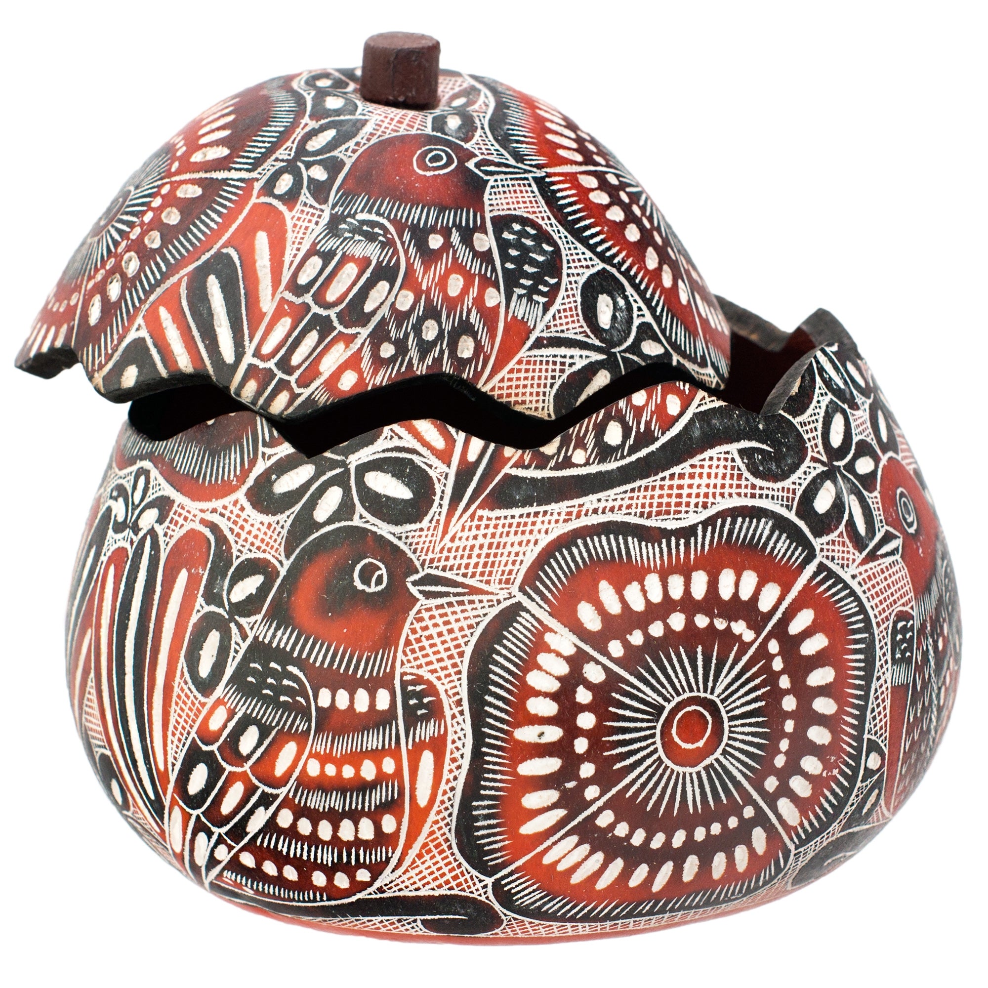 Lace Birds - MIni Carved Gourd Box