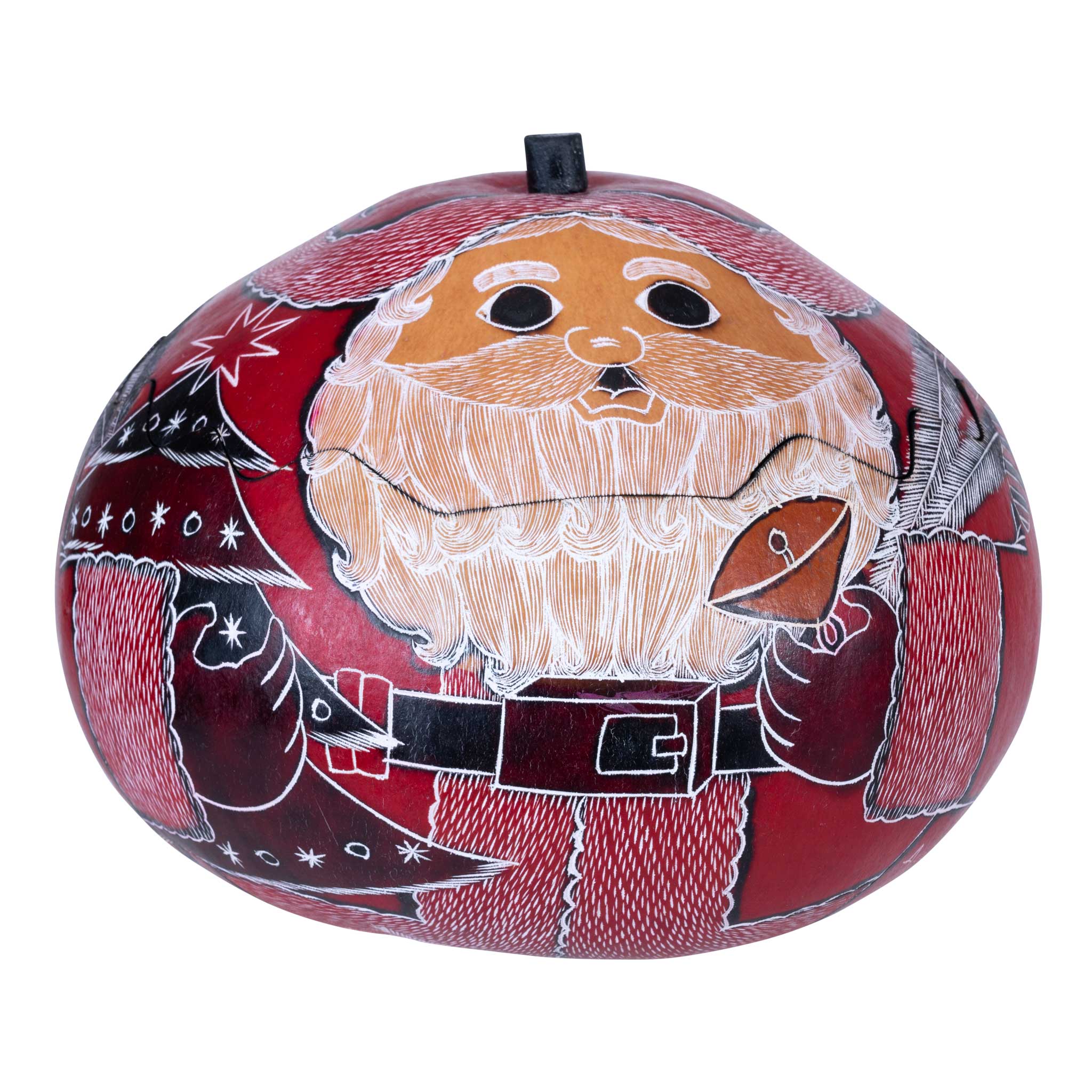 Santa - Large Carved Gourd Box