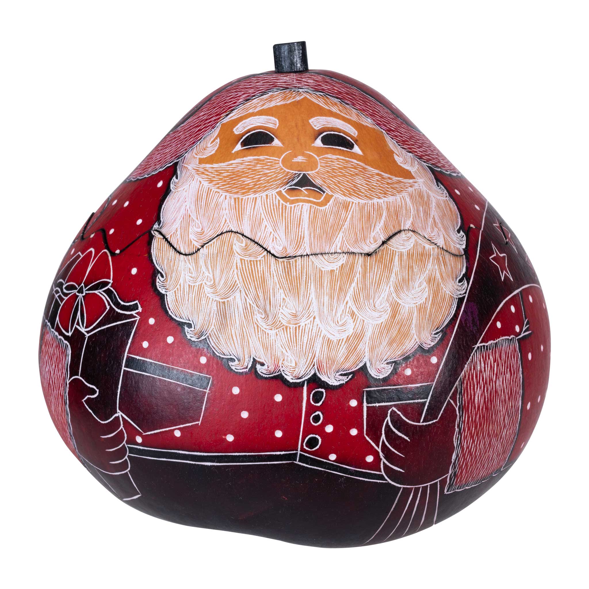 Santa - Large Carved Gourd Box