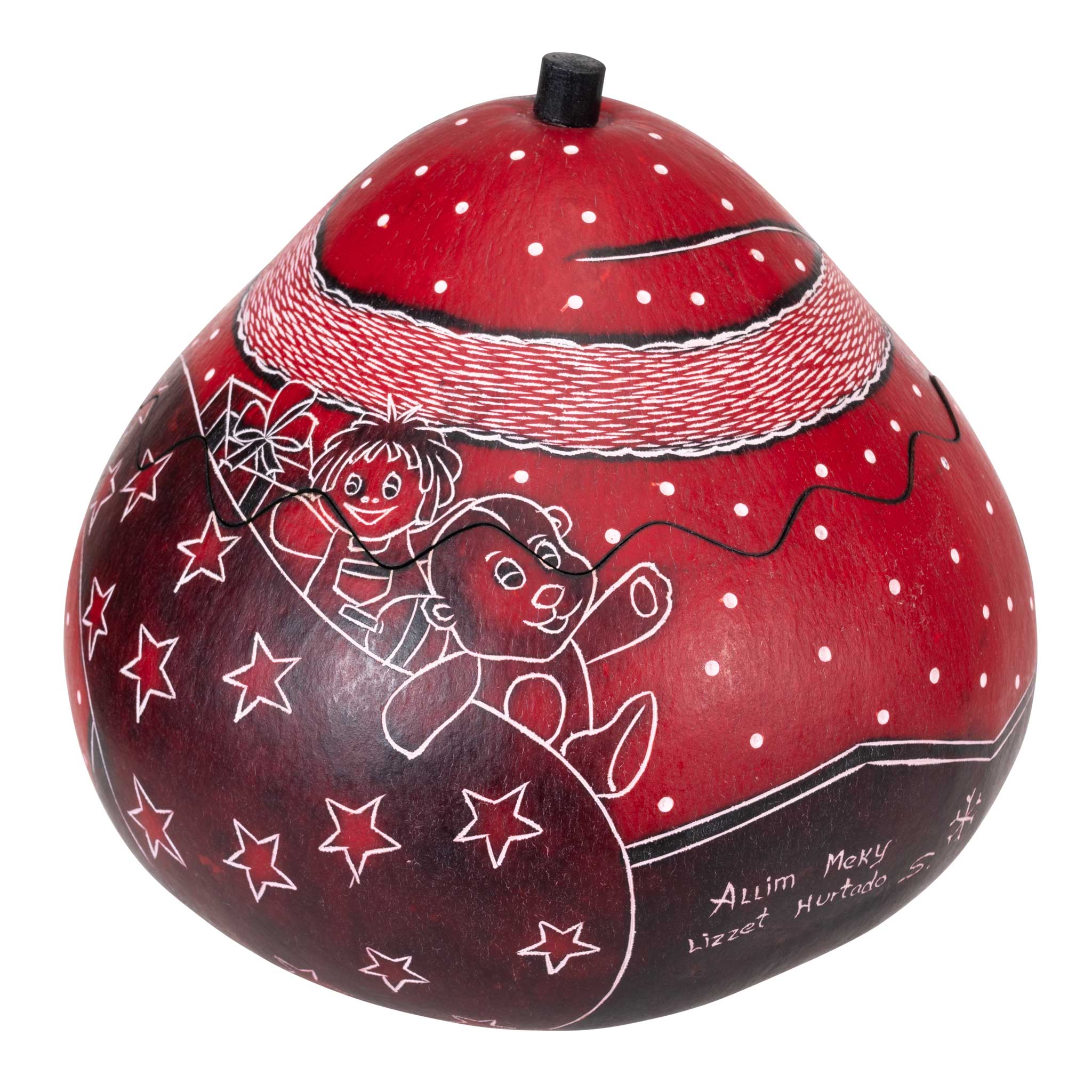 Santa - Large Carved Gourd Box