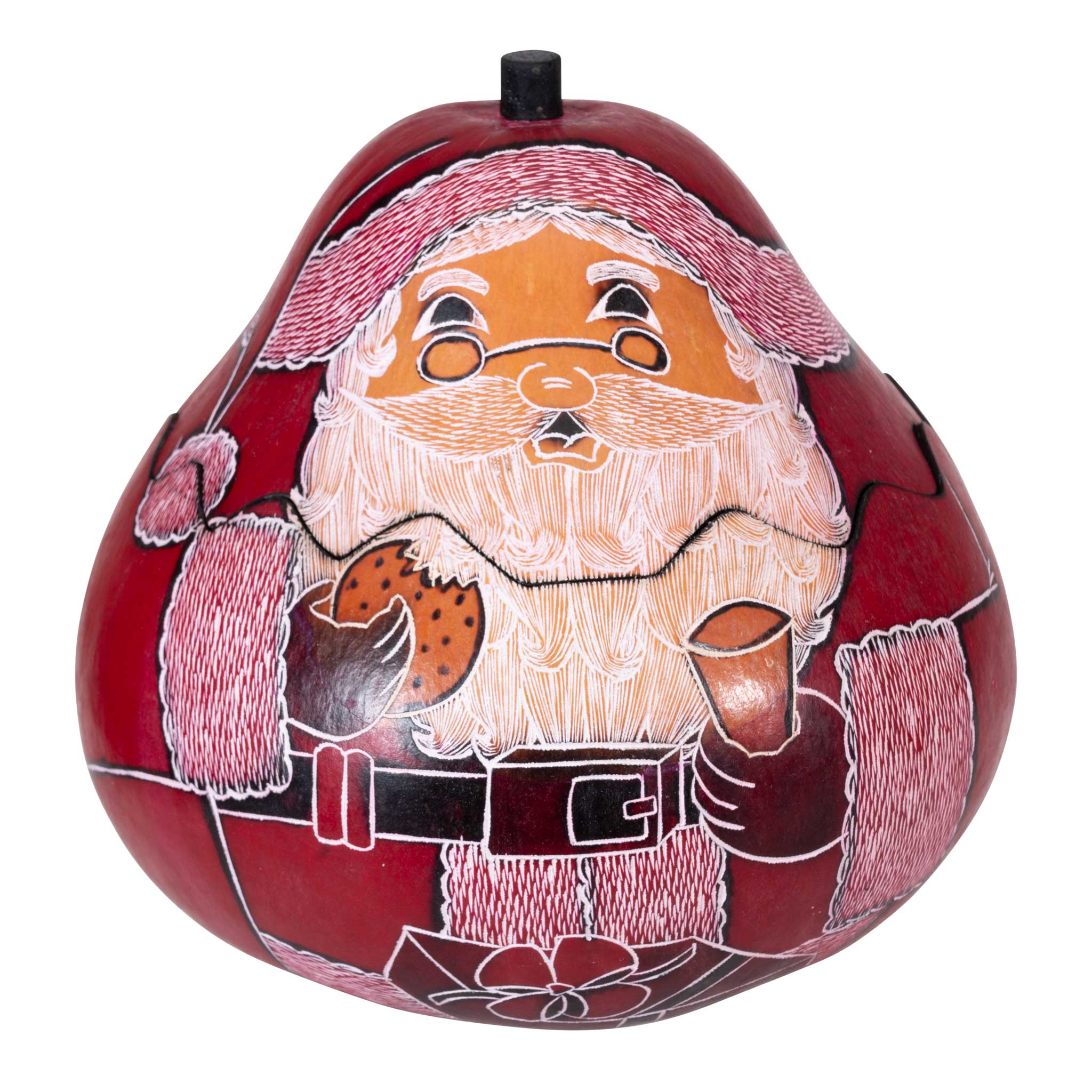 Santa - Large Carved Gourd Box