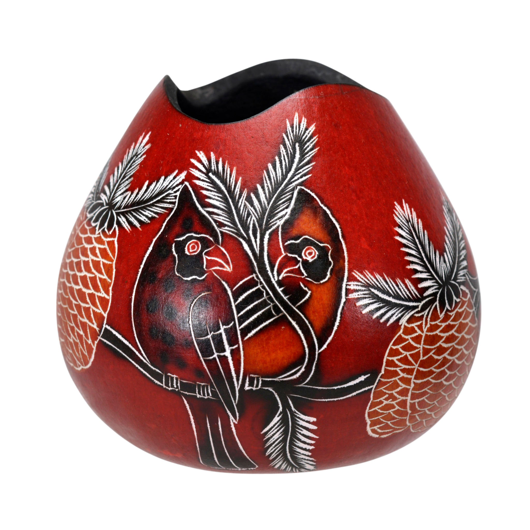 Cardinals - Mini Gourd Vessel