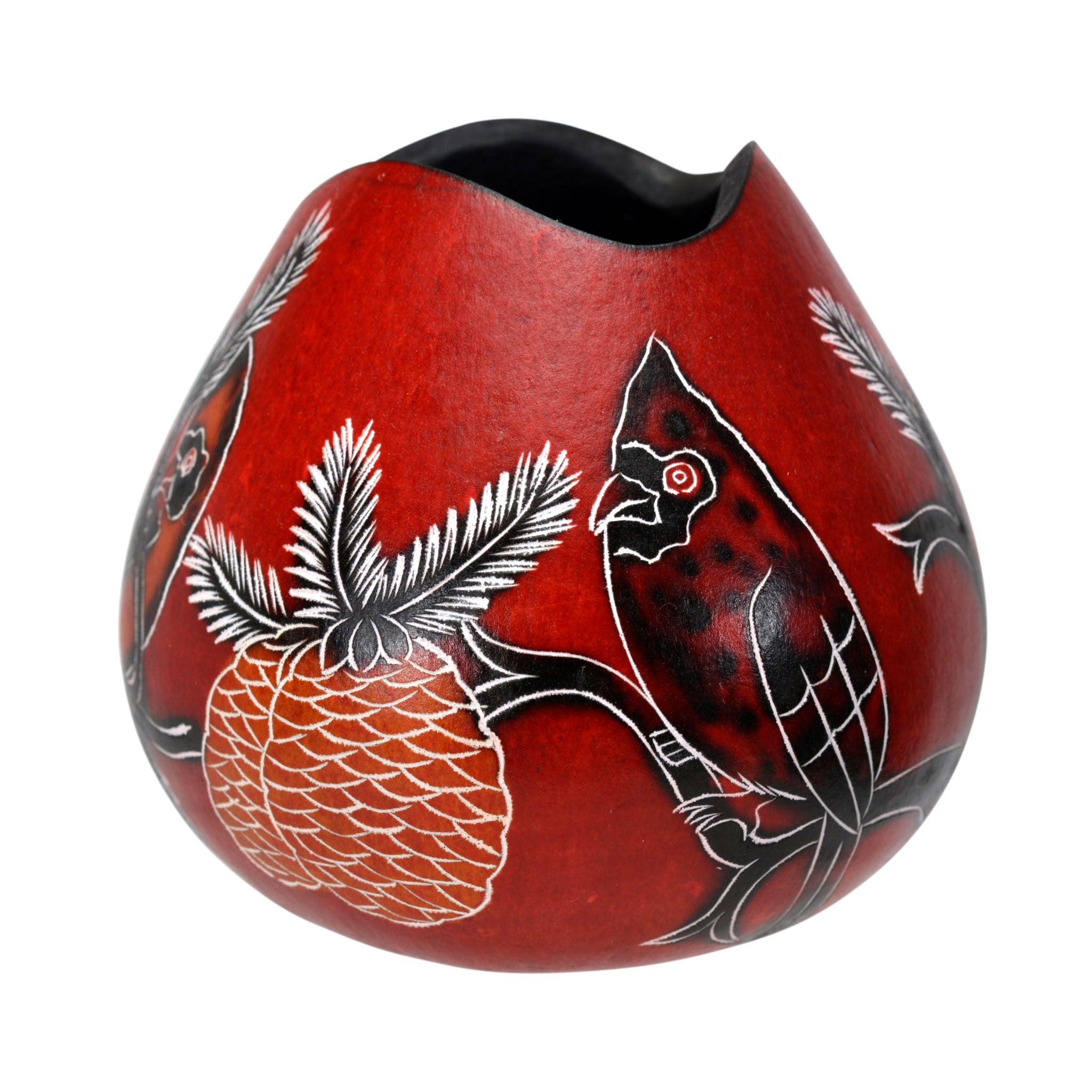 Cardinals - Mini Gourd Vessel