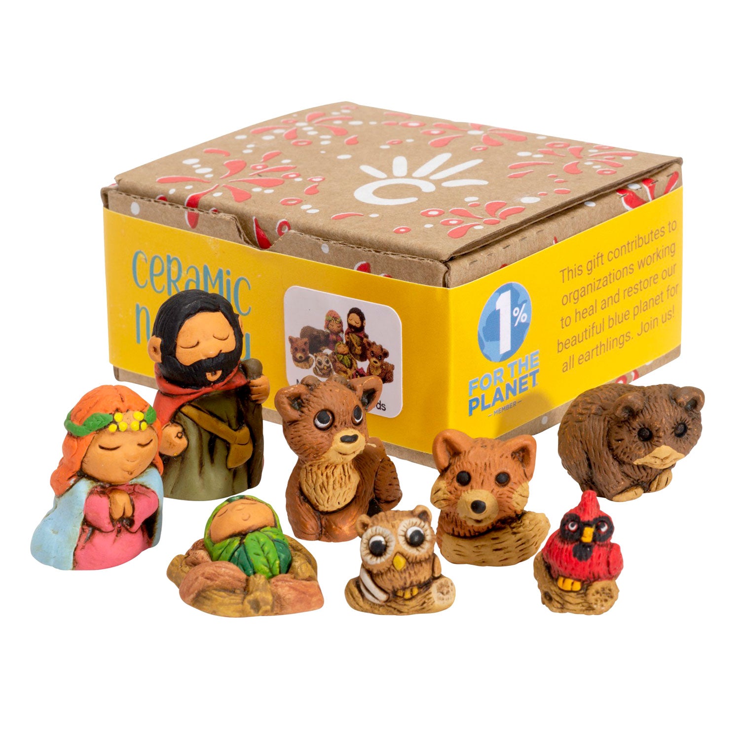 Woodsy - Mini Nativity Set of 9, 1"H