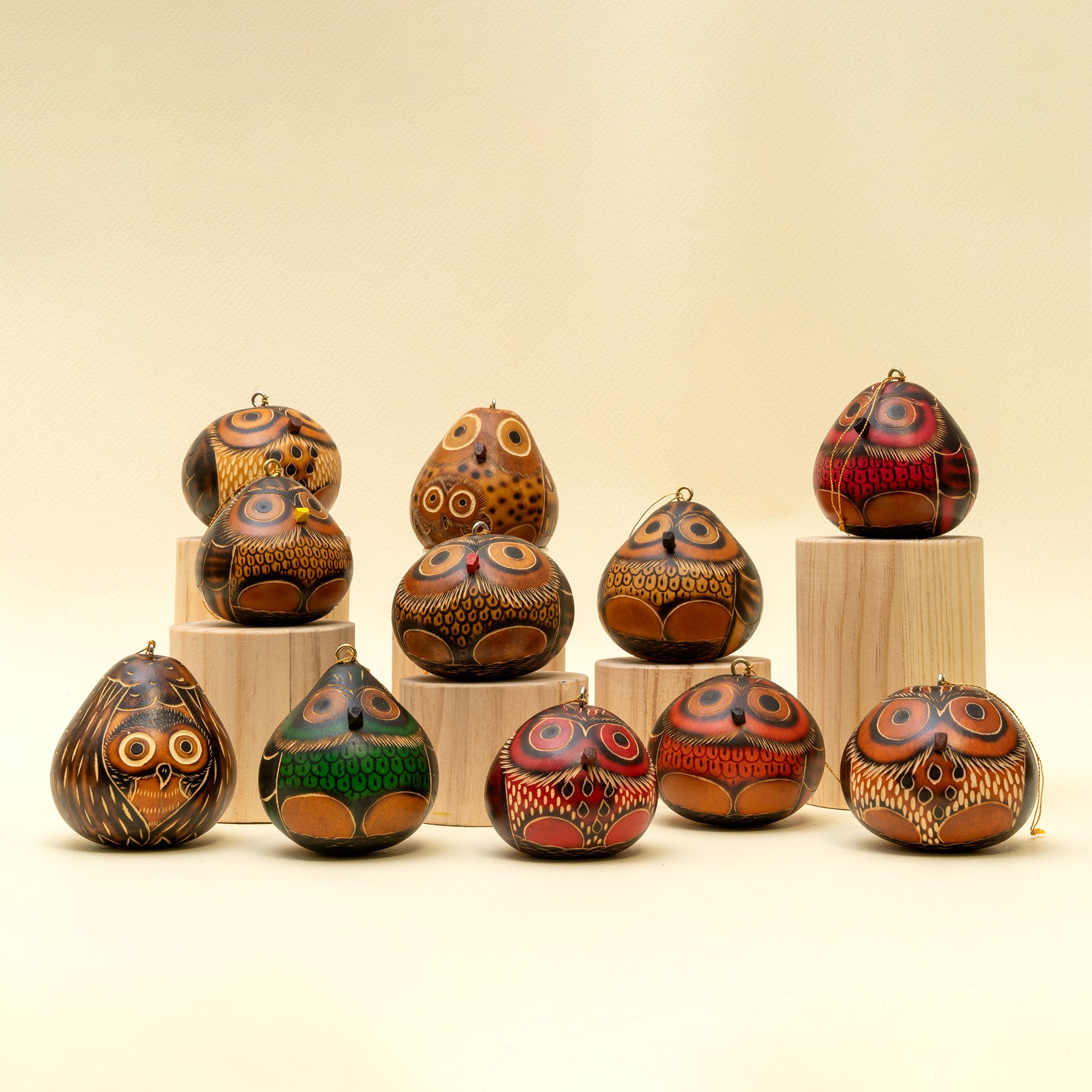Owls Mini Mix- Gourd Ornament (Sold in 20's)