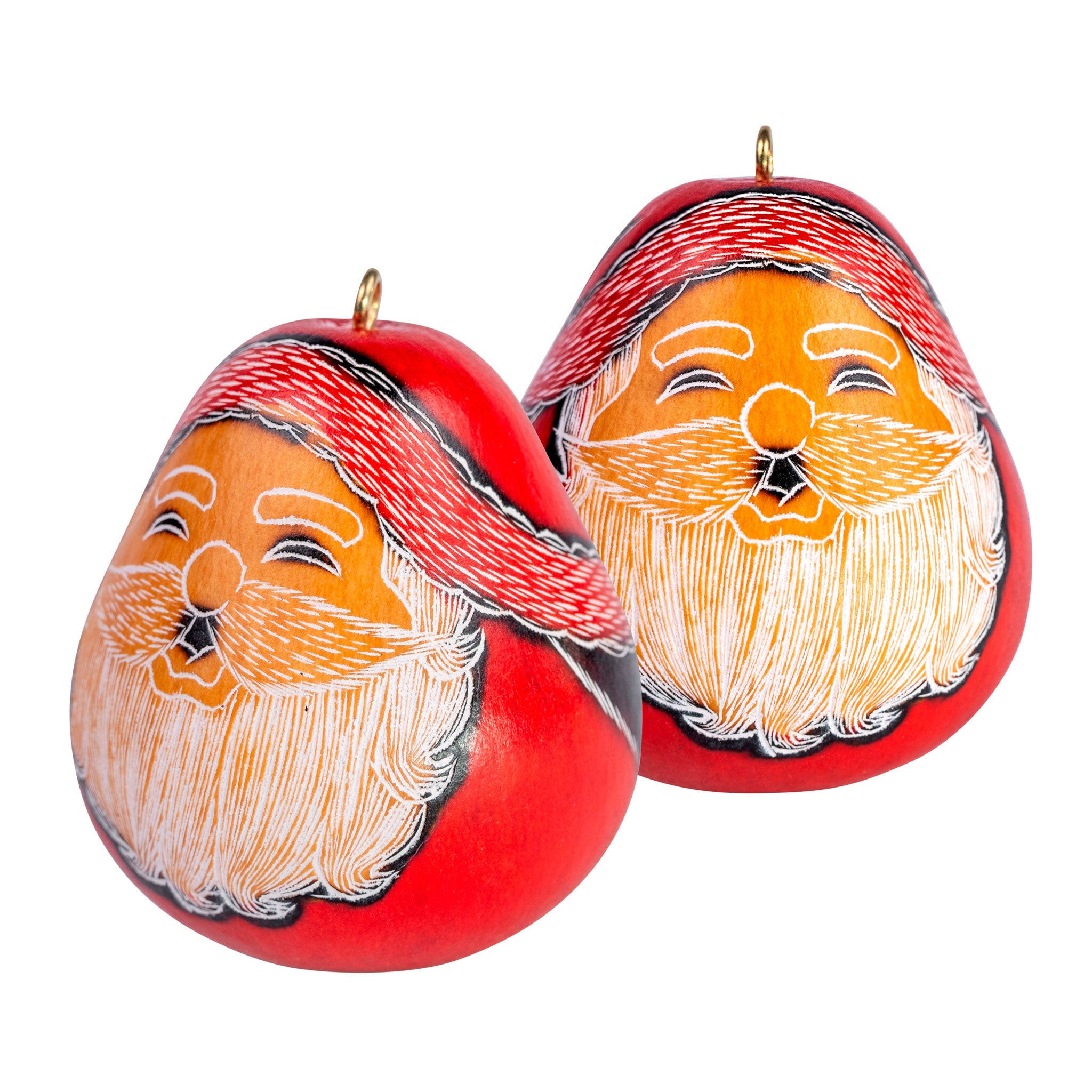 Santa Smile - Mini Gourd Ornament