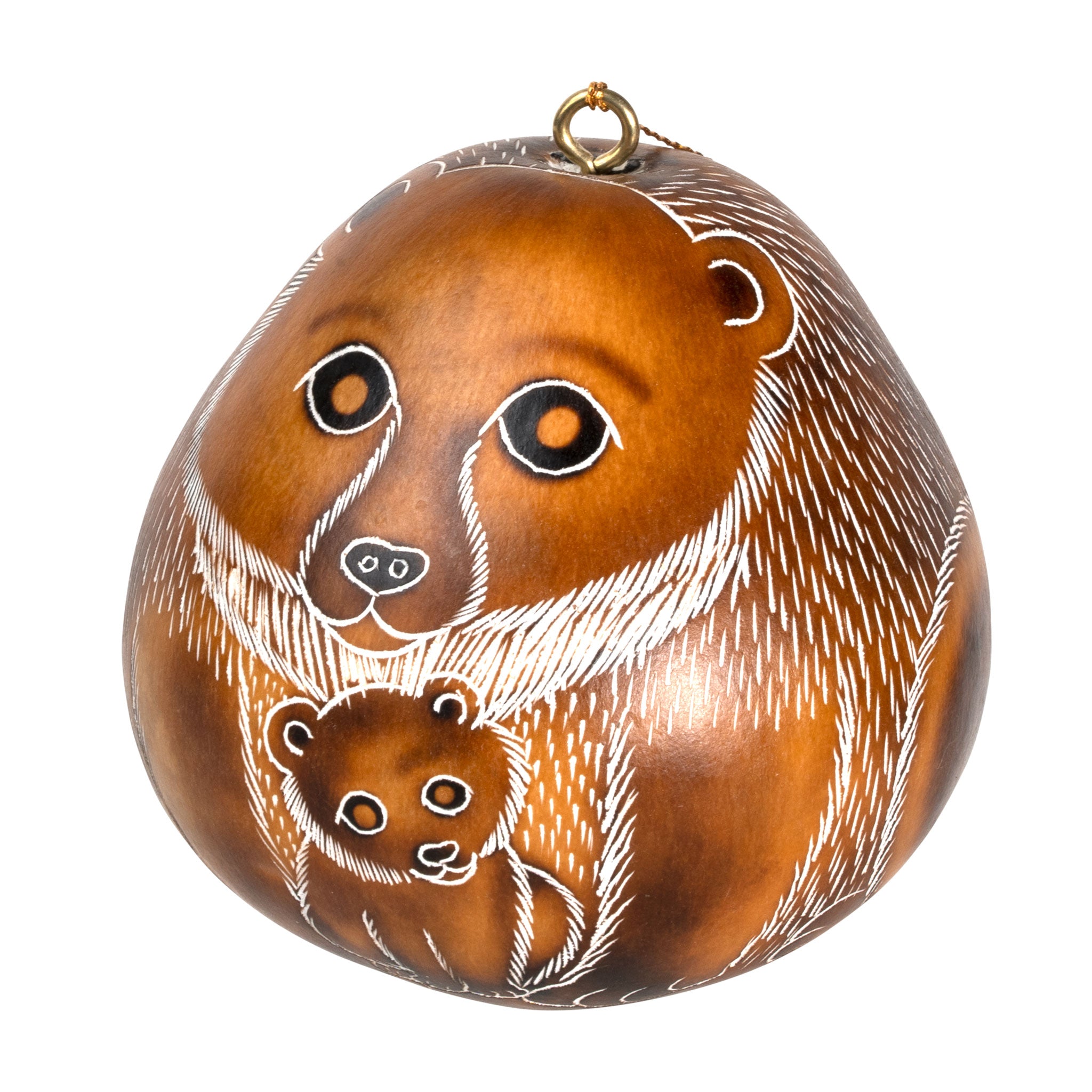 Bear Mom and Cub - Gourd Ornament