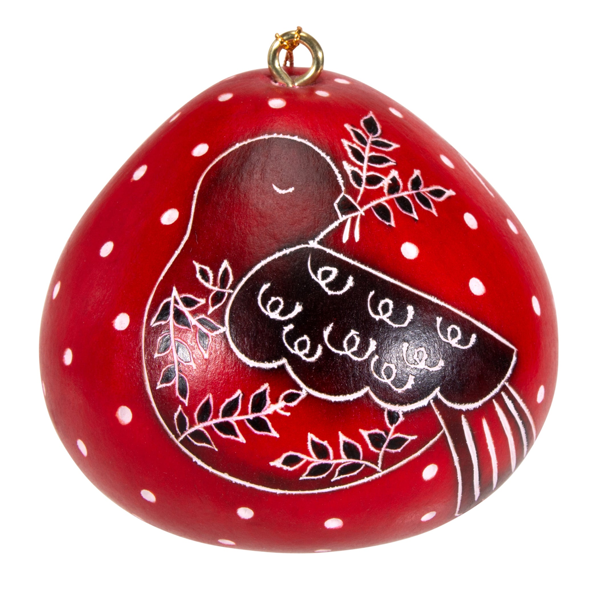 Dove & Holly - Mini Gourd Ornament