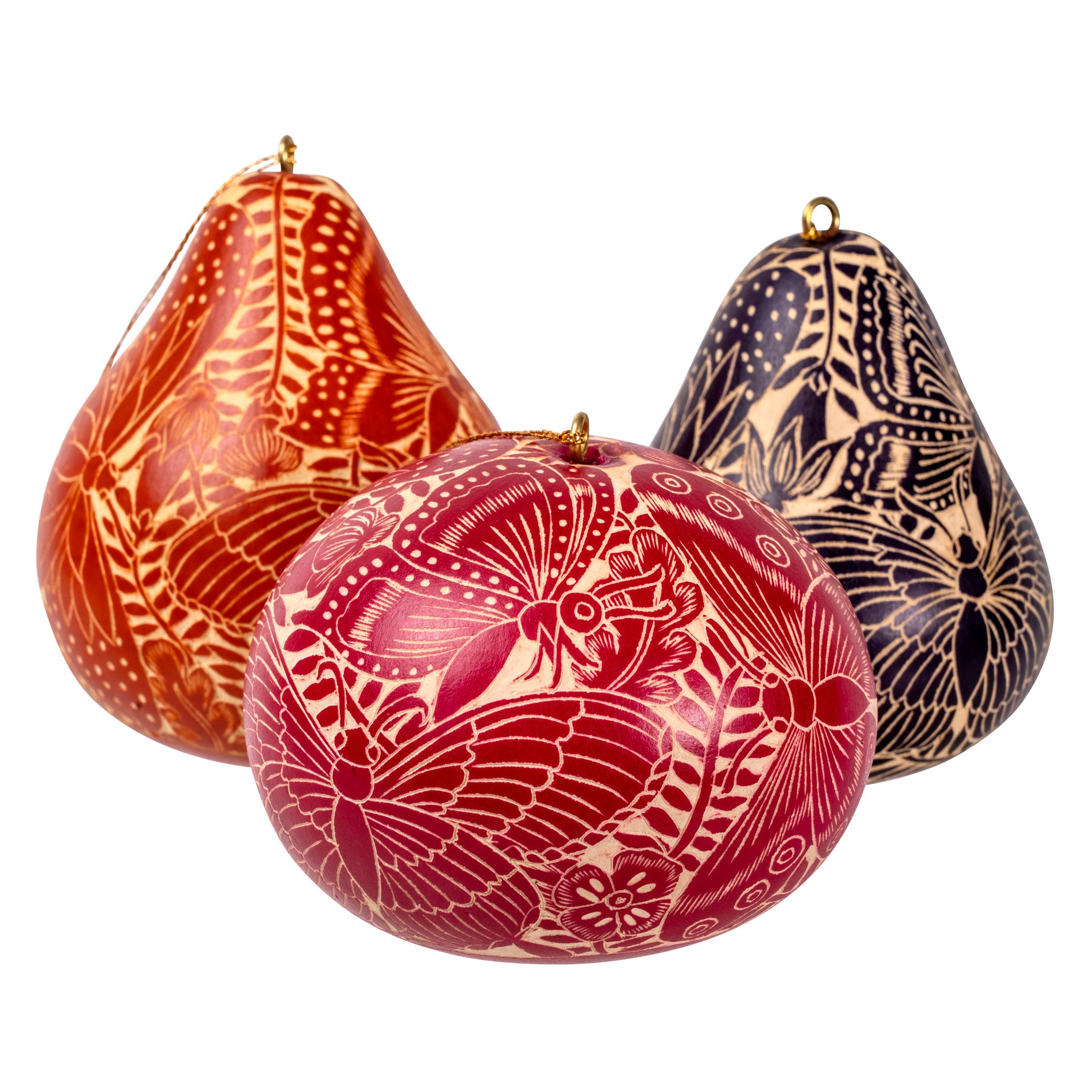 Tropical Butterflies - Mixed Colors - Gourd Ornament