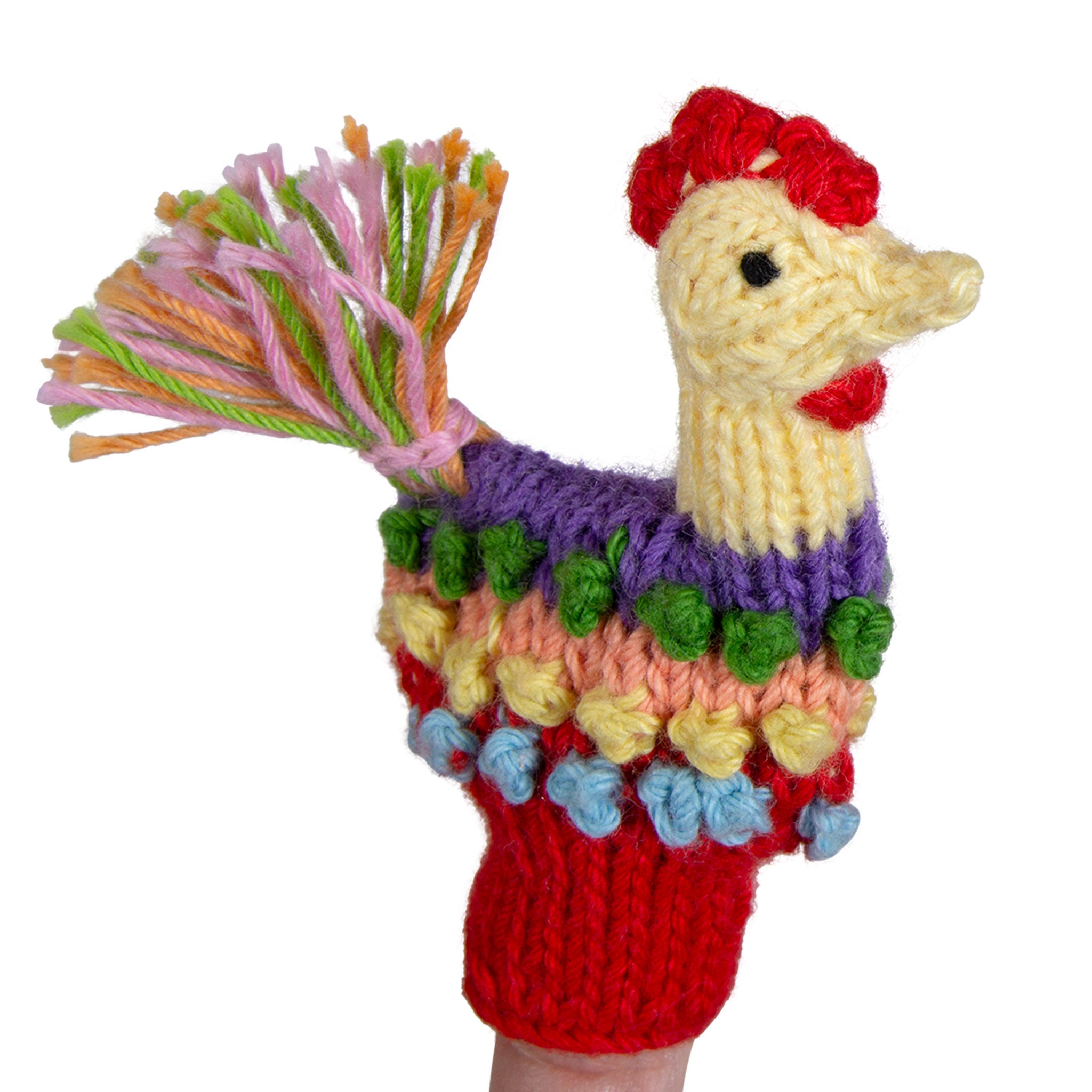 Rooster - Bright Organic Cotton Finger Puppet