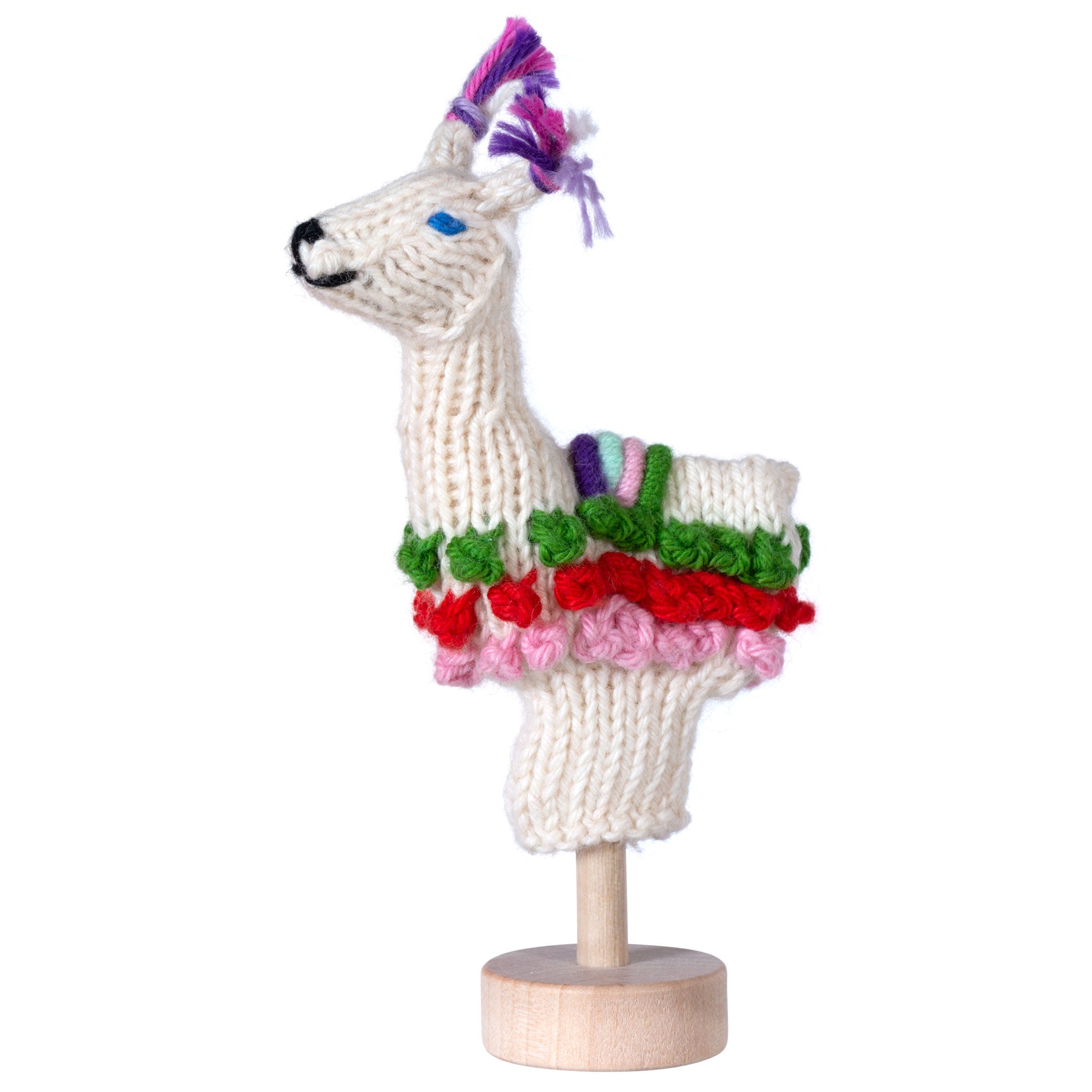 Llama - Bright Organic Cotton Finger Puppet