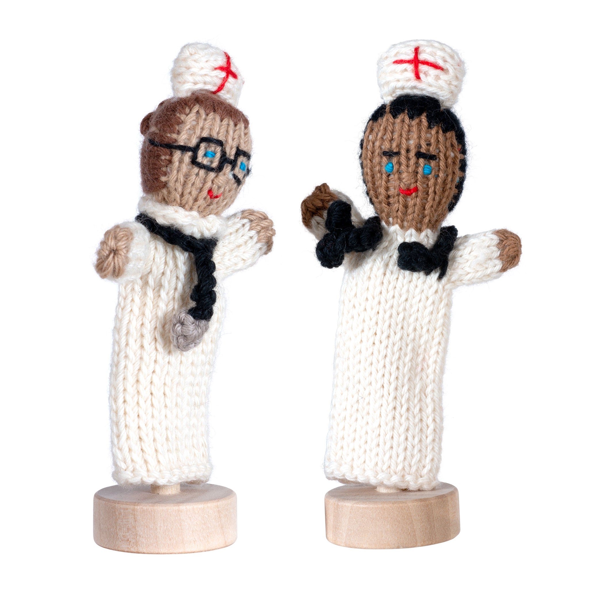 Female Nurse - Organic Cotton Finger Puppet