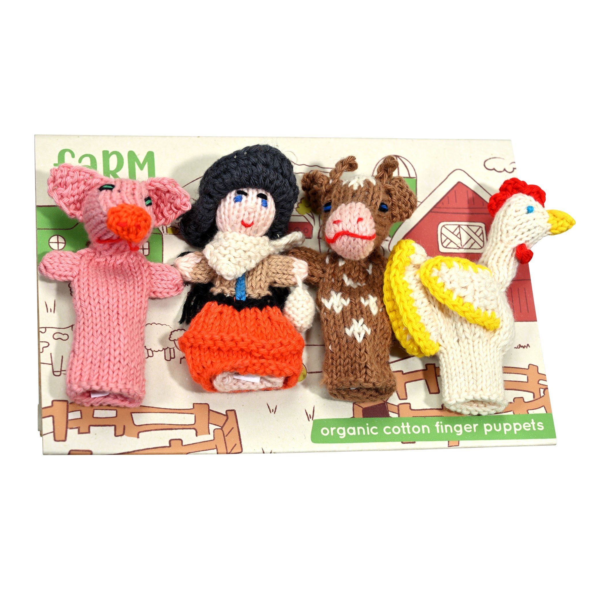 Farm Story Pack of 4 - Organic Cotton Finger Puppets