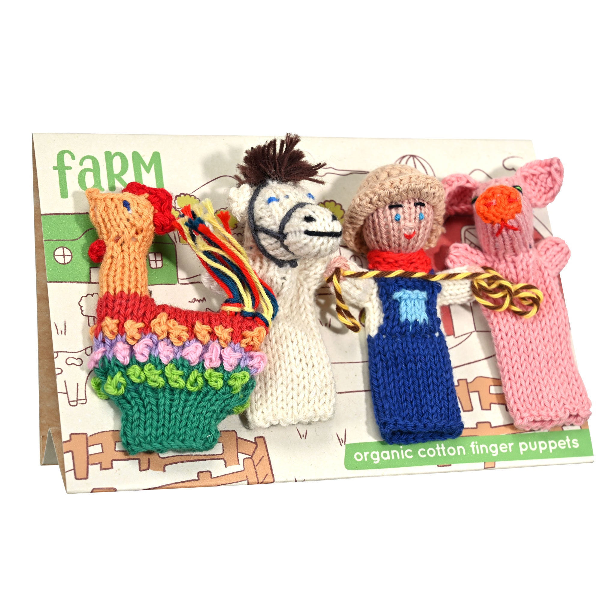 Farm Story Pack of 4 - Organic Cotton Finger Puppets